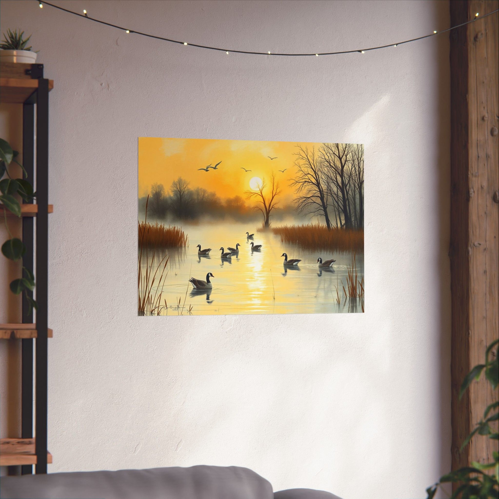 Foggy Morning Glide Canadian Geese Print