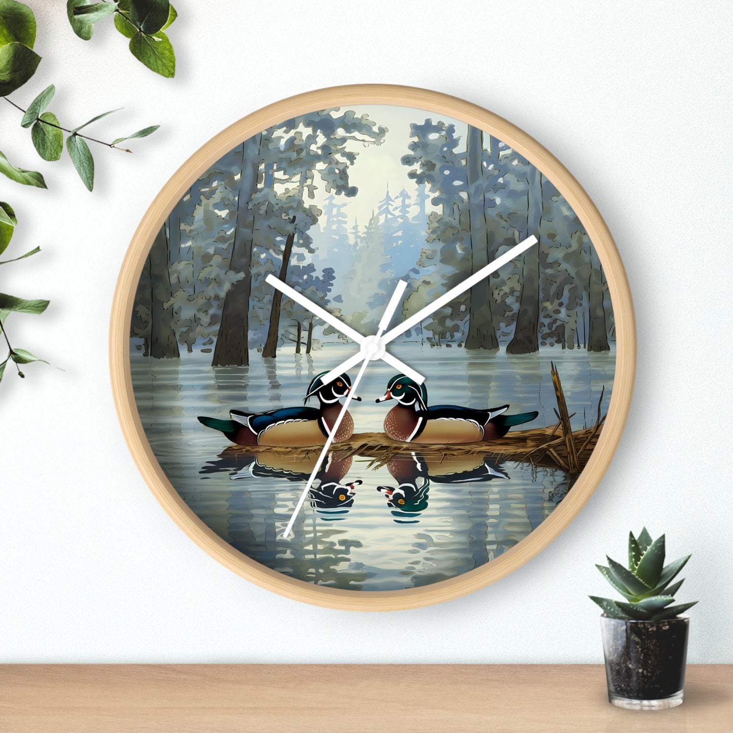 Wood Ducks Wall Clock