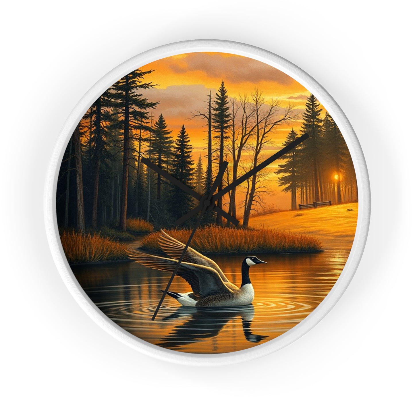 This collection of waterfowl art wall clocks brings the beauty of wetlands into your space, each clock featuring a meticulously crafted scene of waterfowl in natural settings.