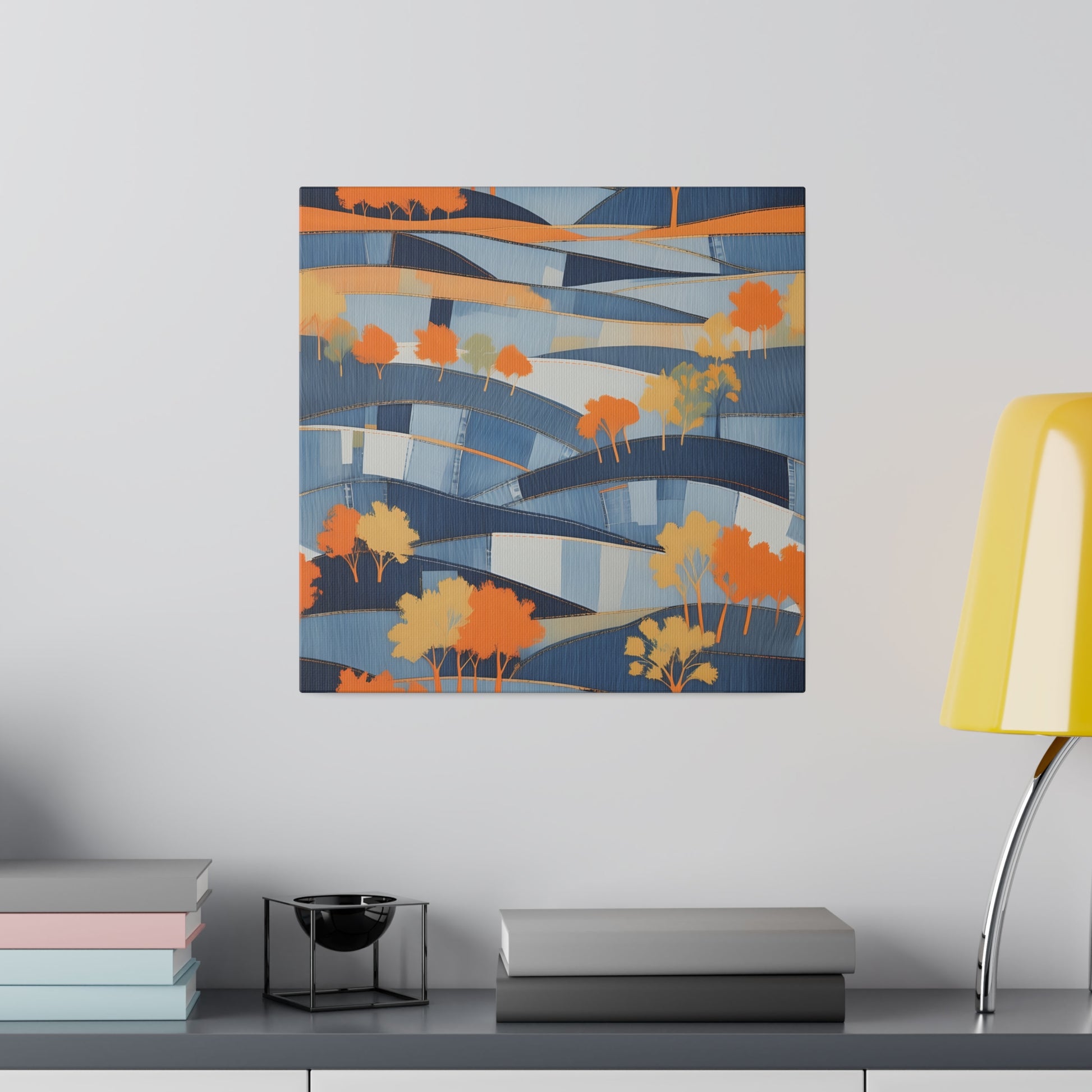 Abstract Rolling Hills Illustration Matte Canvas Print