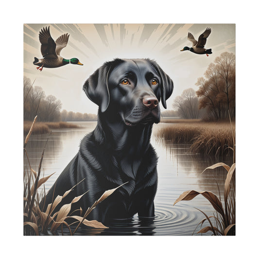 Matte Canvas Black Labrador Retriever Print