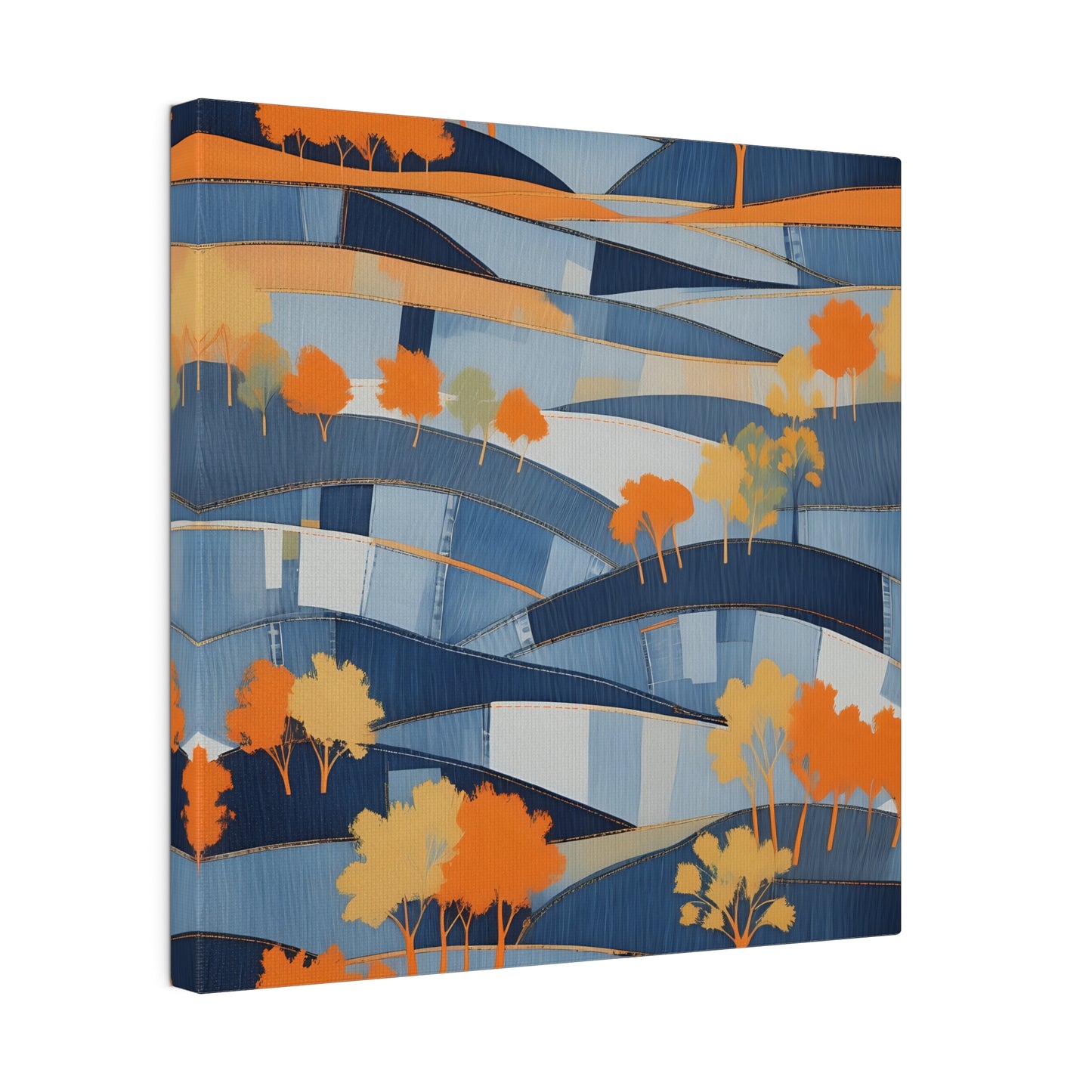 Abstract Rolling Hills Illustration Matte Canvas Print