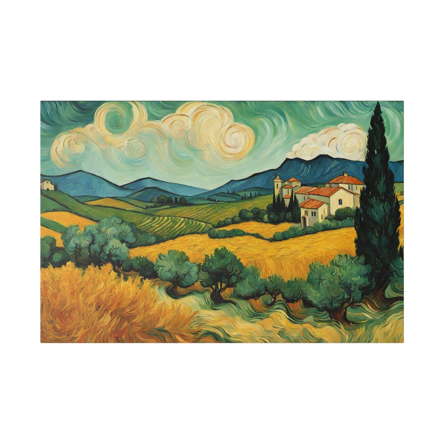 Indulge in nostalgia with this stunning Van Gogh Style Umbria Italy landscape impressionism print. 