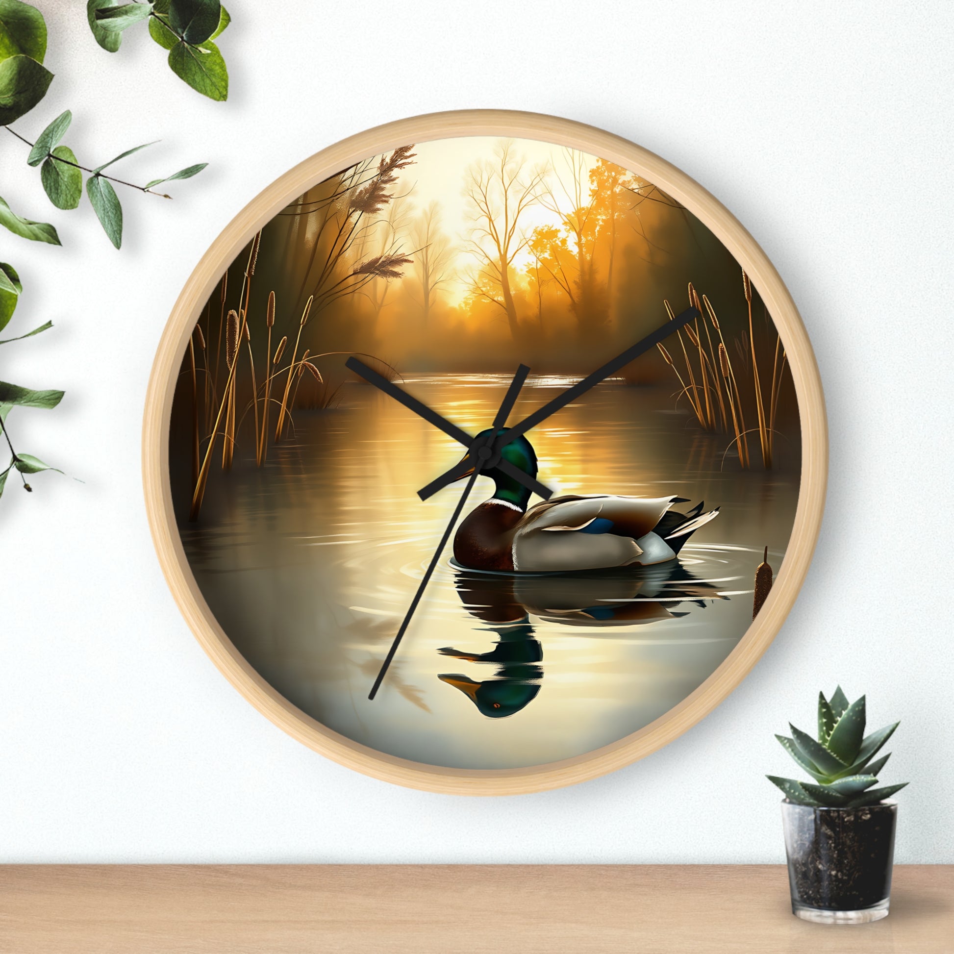 This collection of waterfowl art wall clocks brings the beauty of wetlands into your space, each clock featuring a meticulously crafted scene of waterfowl in natural settings.