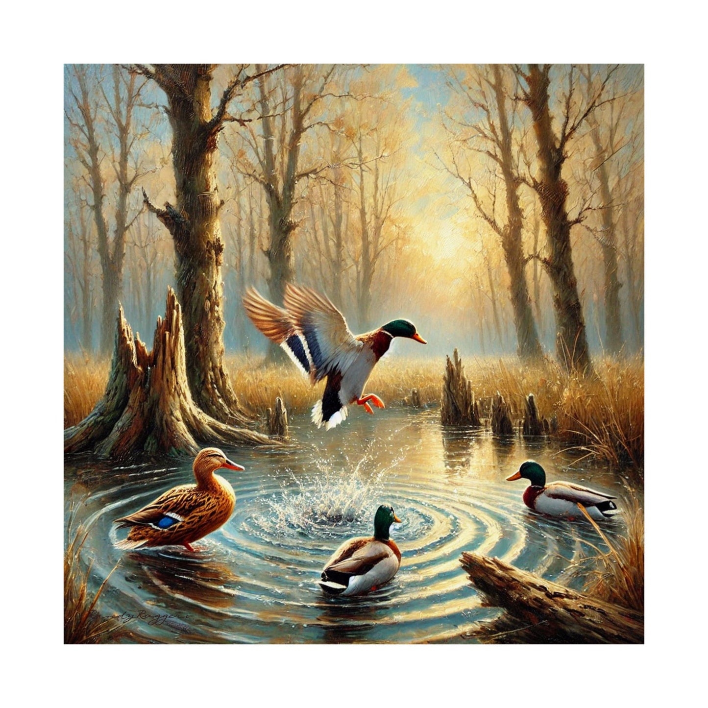 Mallard Duck Take Off at Sunrise Print