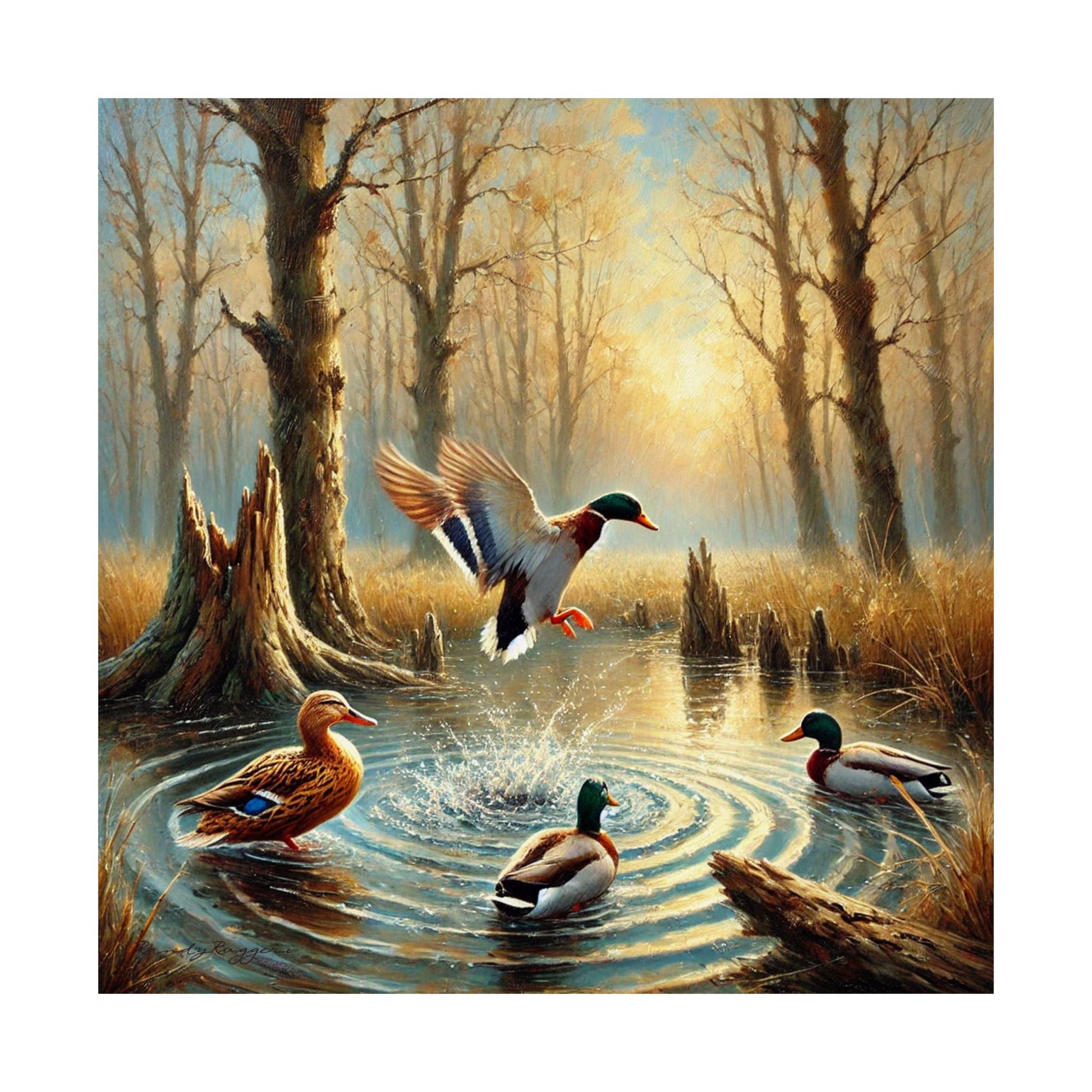 Mallard Duck Take Off at Sunrise Print