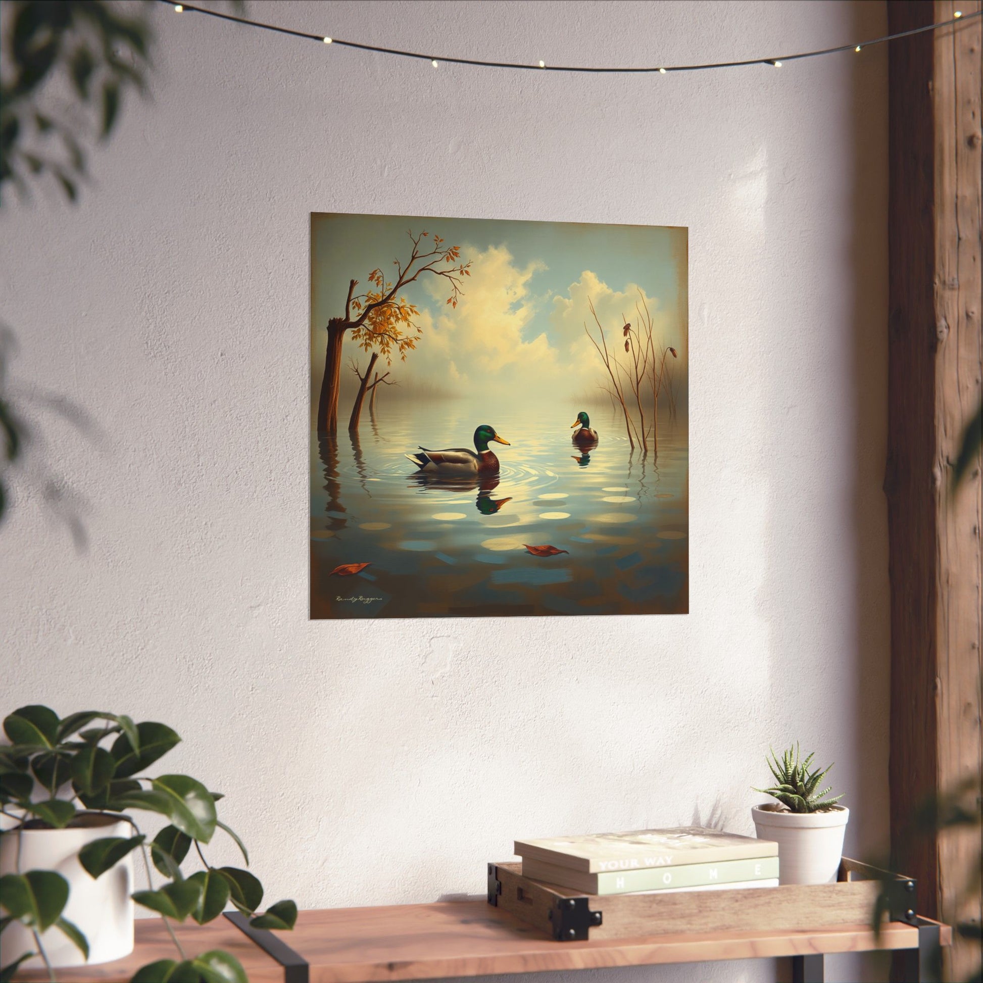 Mallards in flooded waters Print