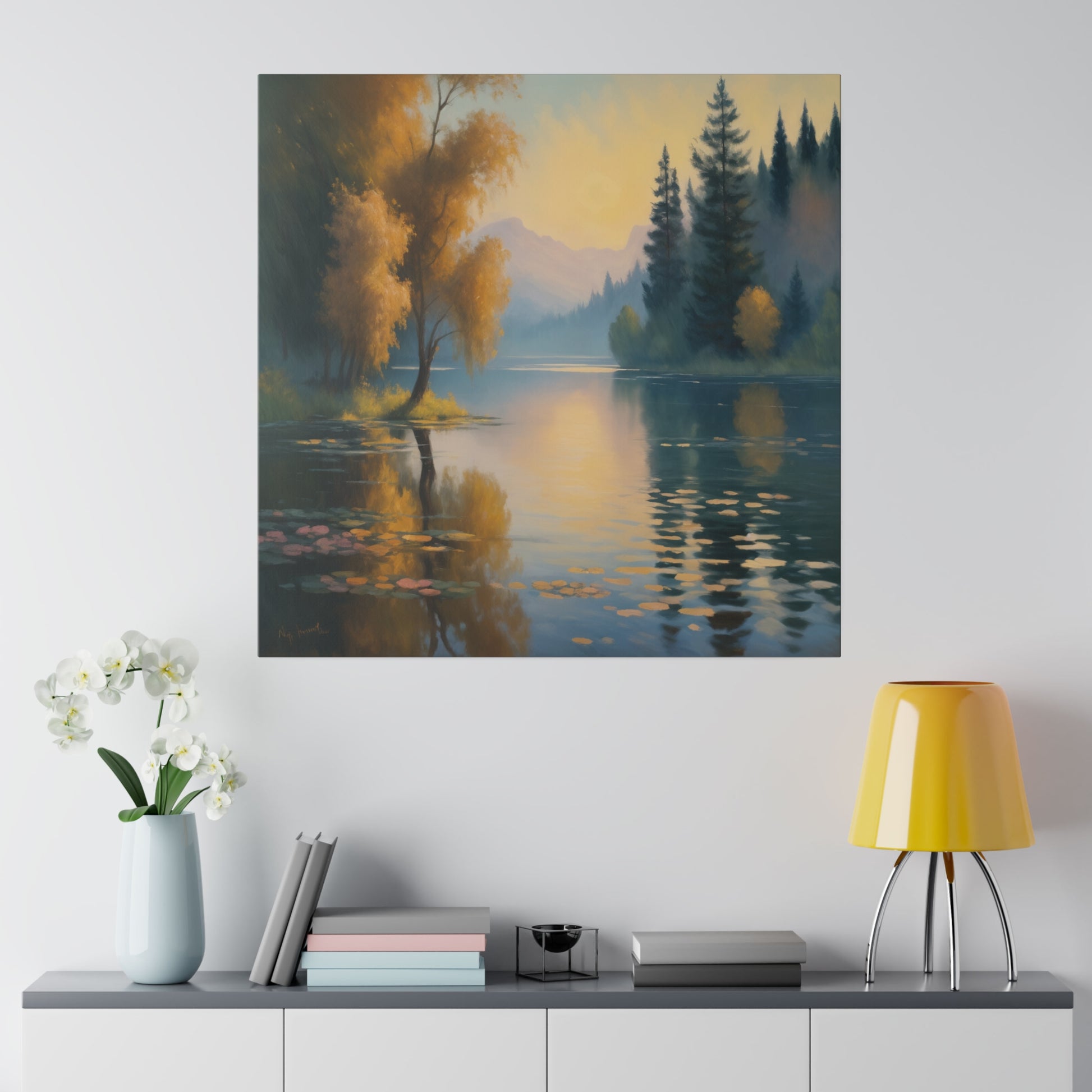 Serene Morning on a Tranquil Lake Print