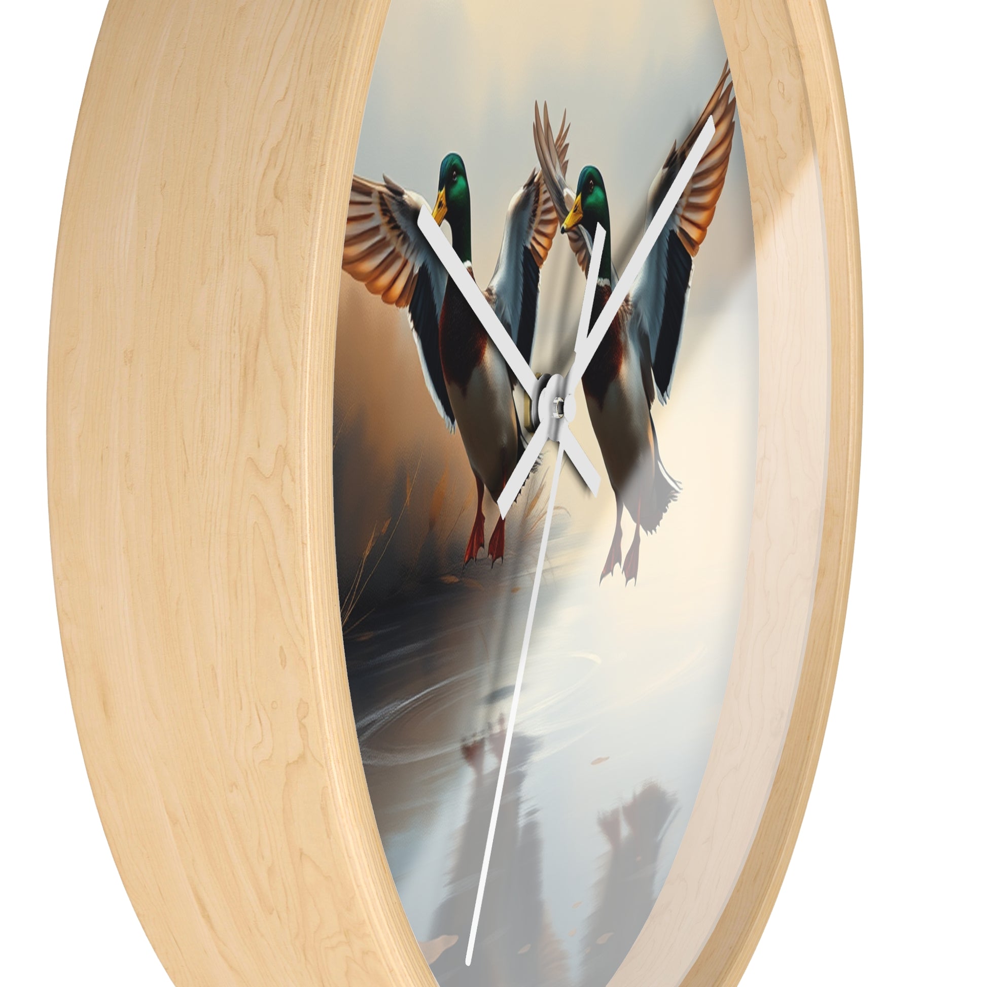 This collection of waterfowl art wall clocks brings the beauty of wetlands into your space, each clock featuring a meticulously crafted scene of waterfowl in natural settings.