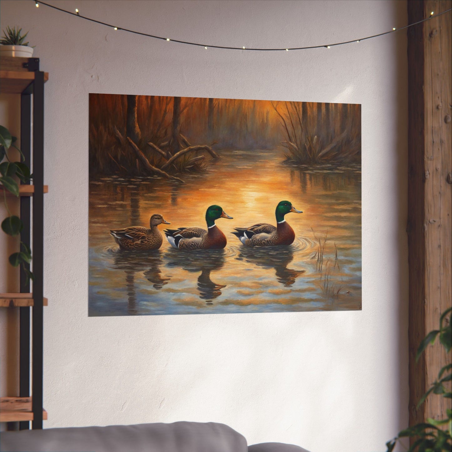 Evening Descent: Mallards in the Timber Print