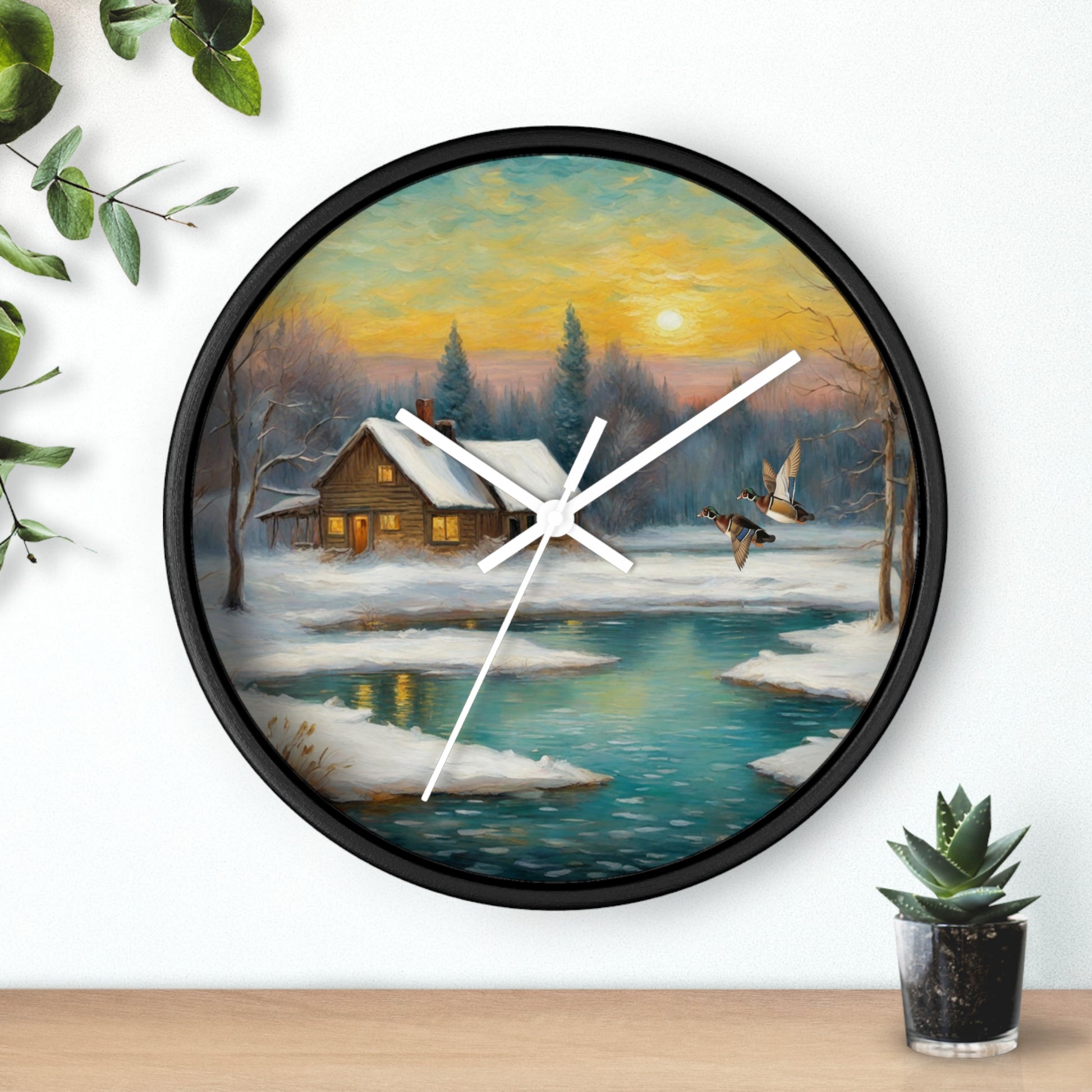 This collection of waterfowl art wall clocks brings the beauty of wetlands into your space, each clock featuring a meticulously crafted scene of waterfowl in natural settings.