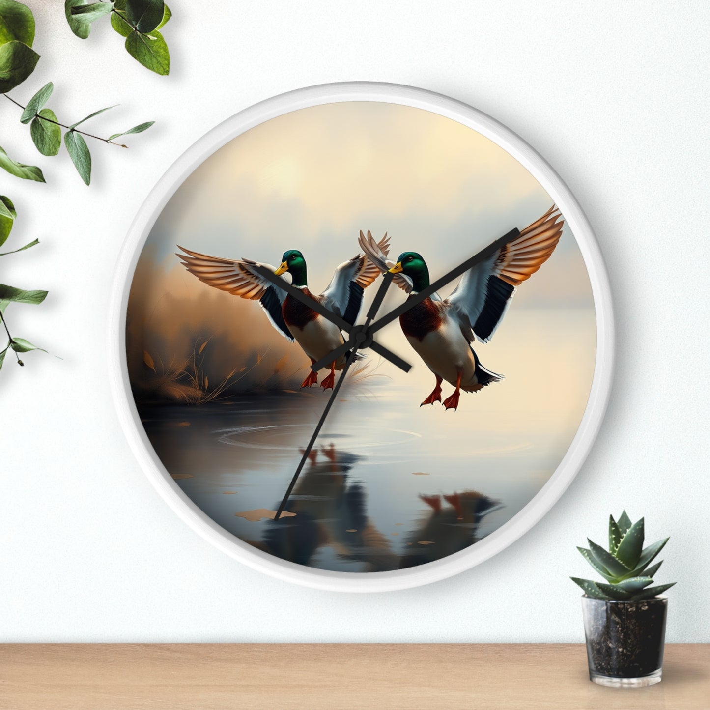 This collection of waterfowl art wall clocks brings the beauty of wetlands into your space, each clock featuring a meticulously crafted scene of waterfowl in natural settings.