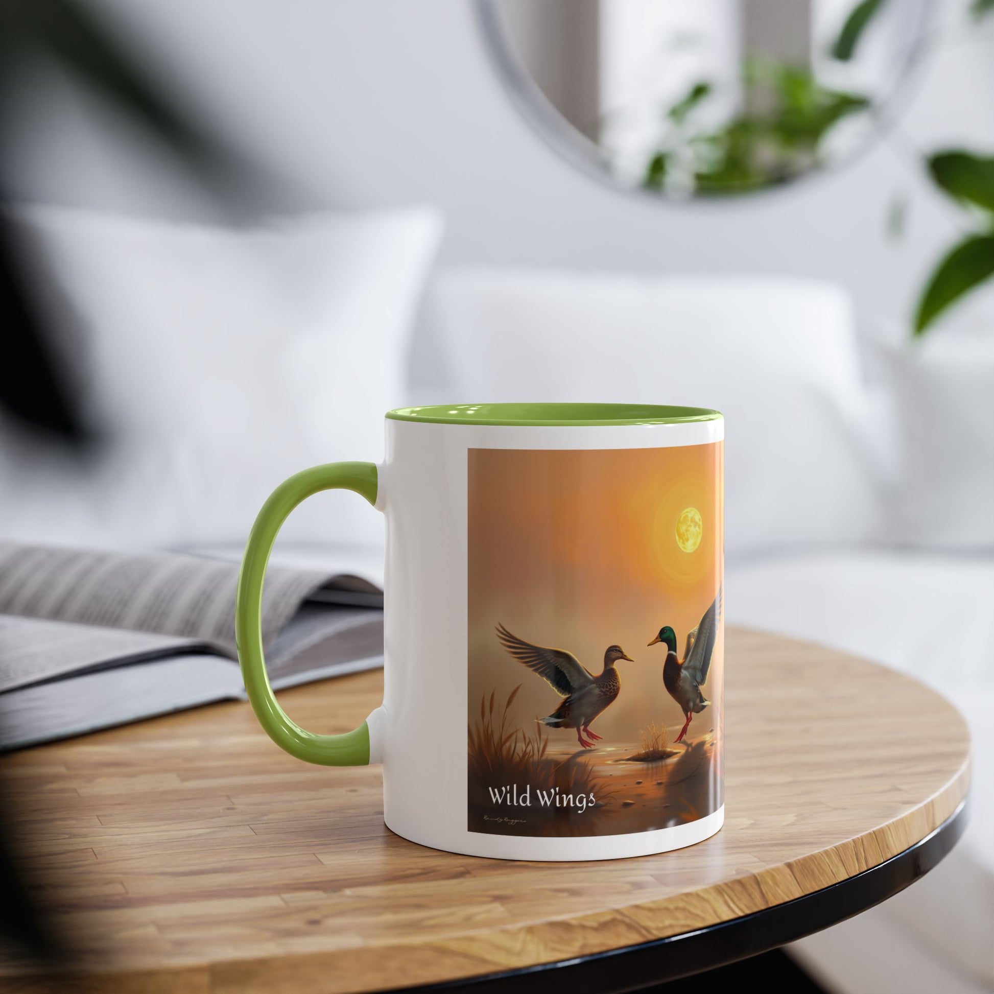 Hen and Drake Mallards Two-Tone Coffee Mugs, 11oz