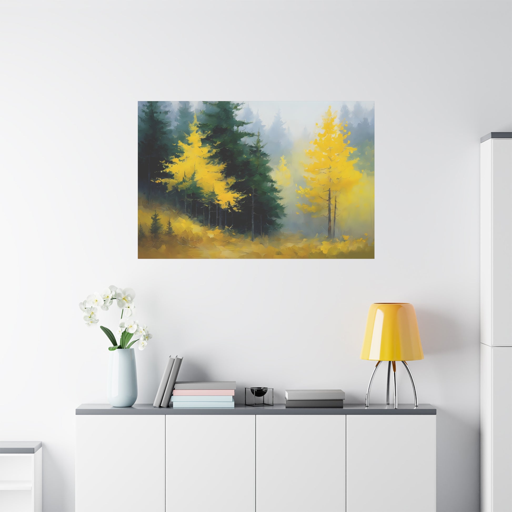 Misty Grove Landscape Matte Canvas Print