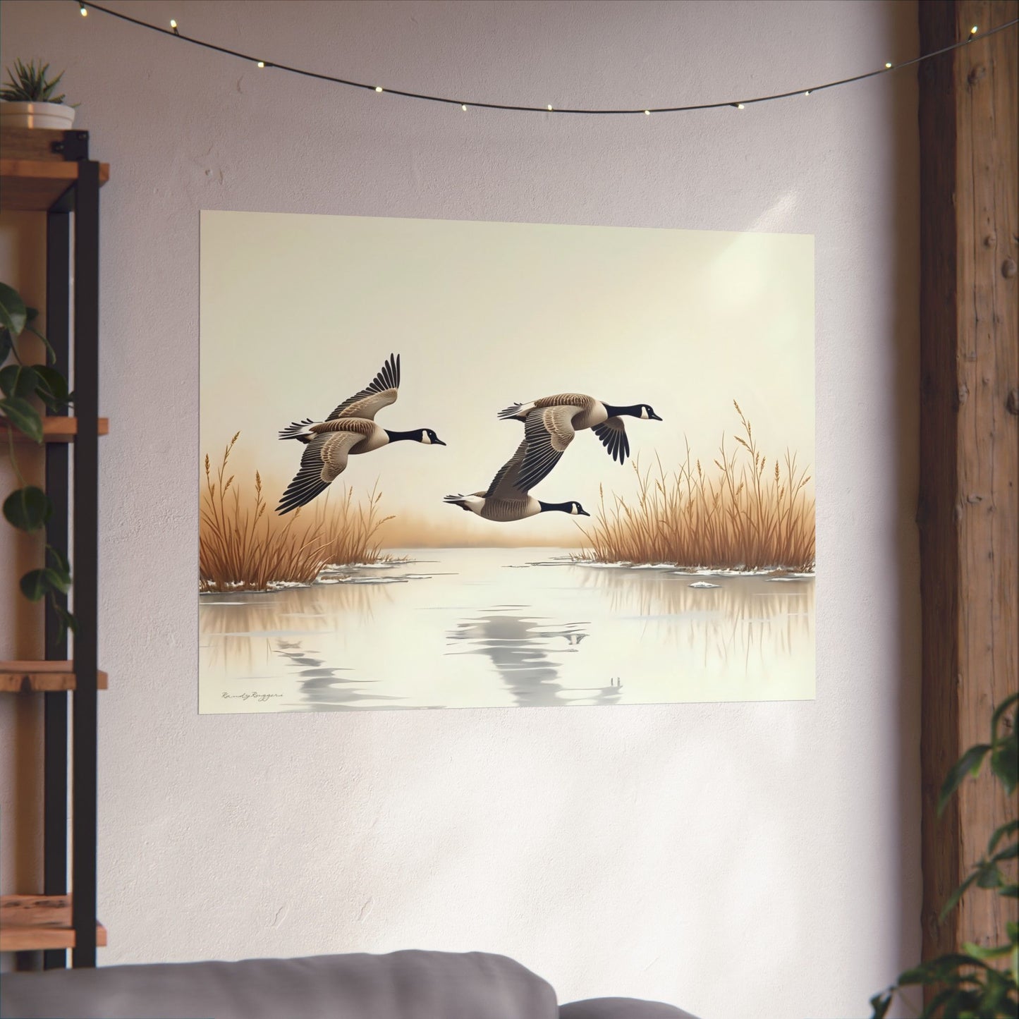 Hazy Skies, Canadian Geese Soar Print