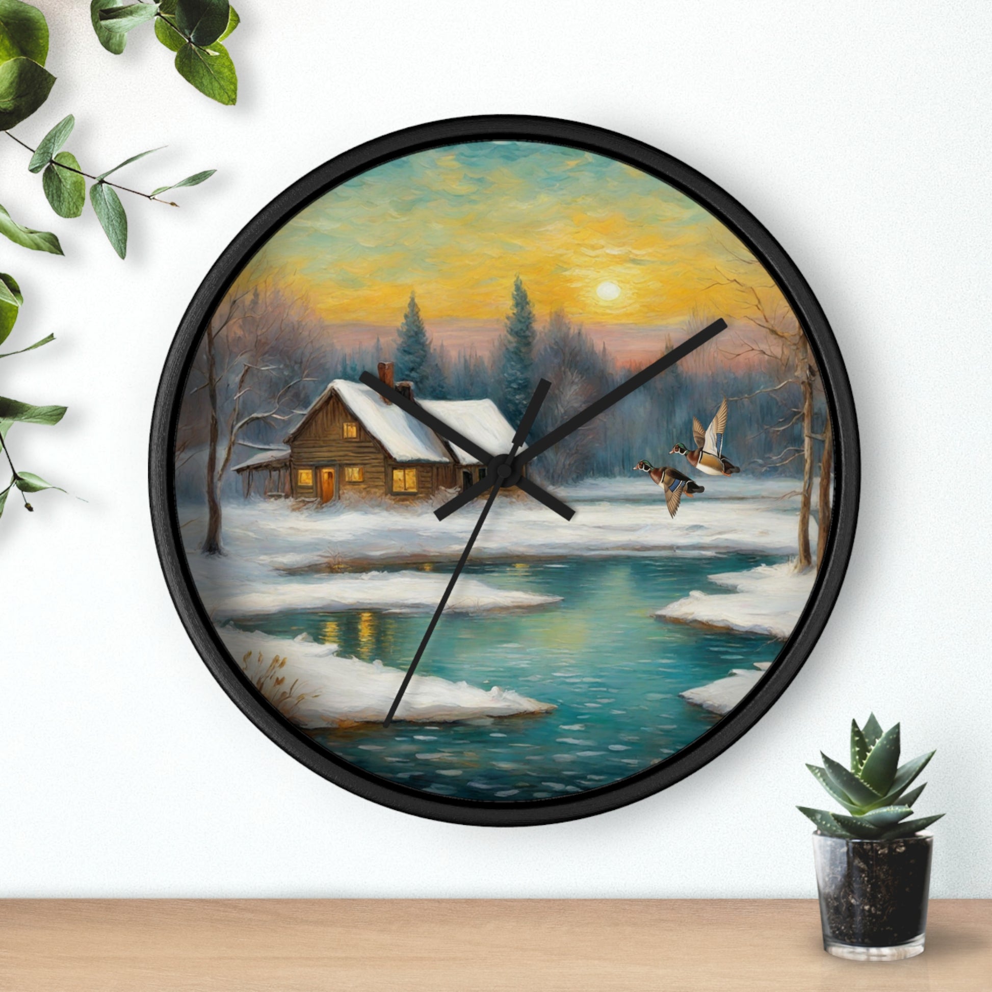 This collection of waterfowl art wall clocks brings the beauty of wetlands into your space, each clock featuring a meticulously crafted scene of waterfowl in natural settings.