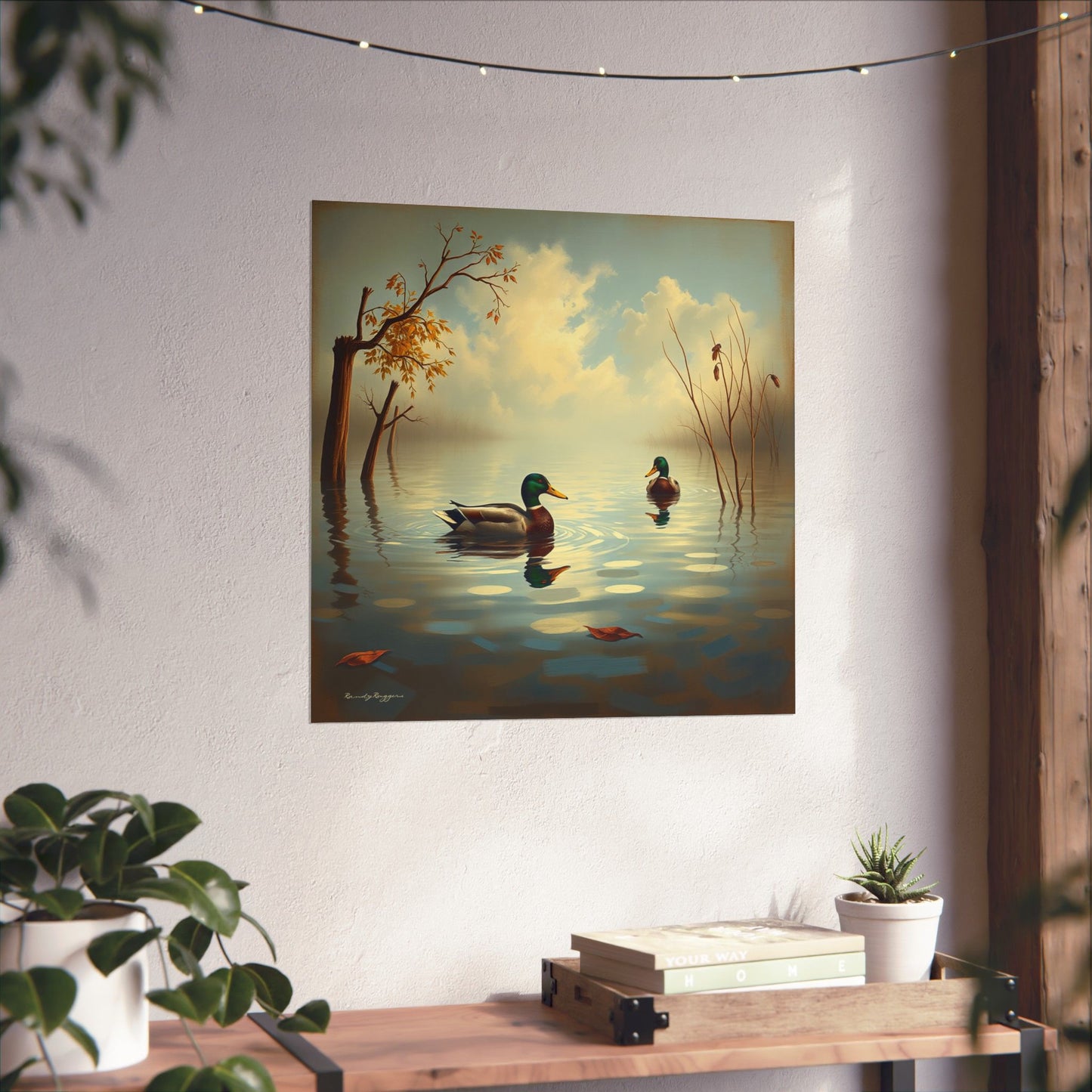 Mallards in flooded waters Print