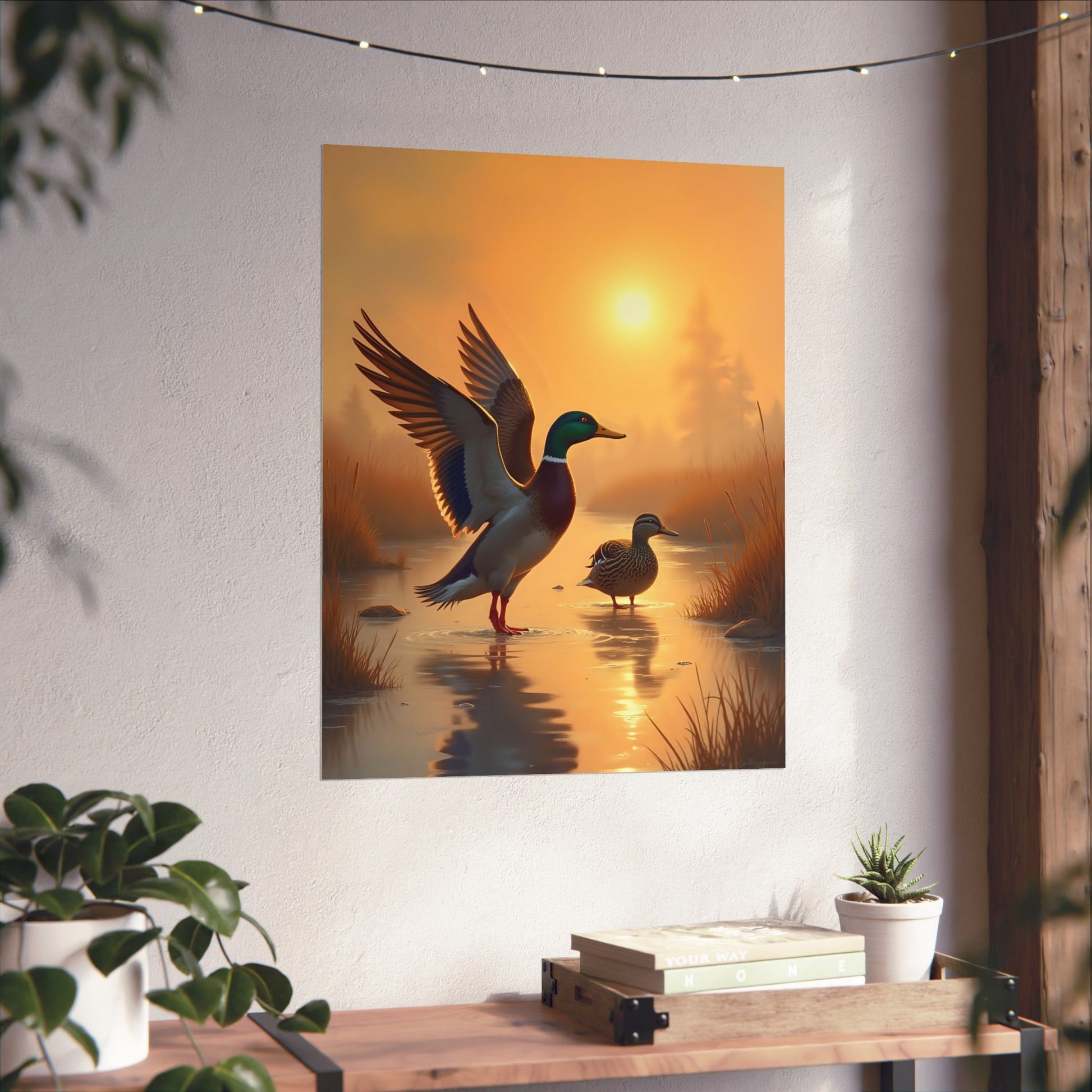 Misty Morning Reunion Mallard Duck Print