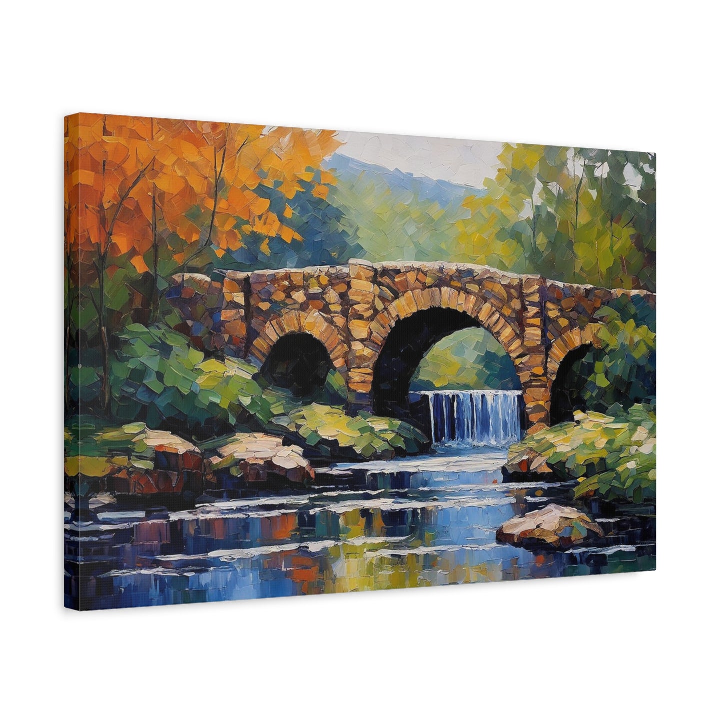 Impressionist Stone Bridge Canvas Print