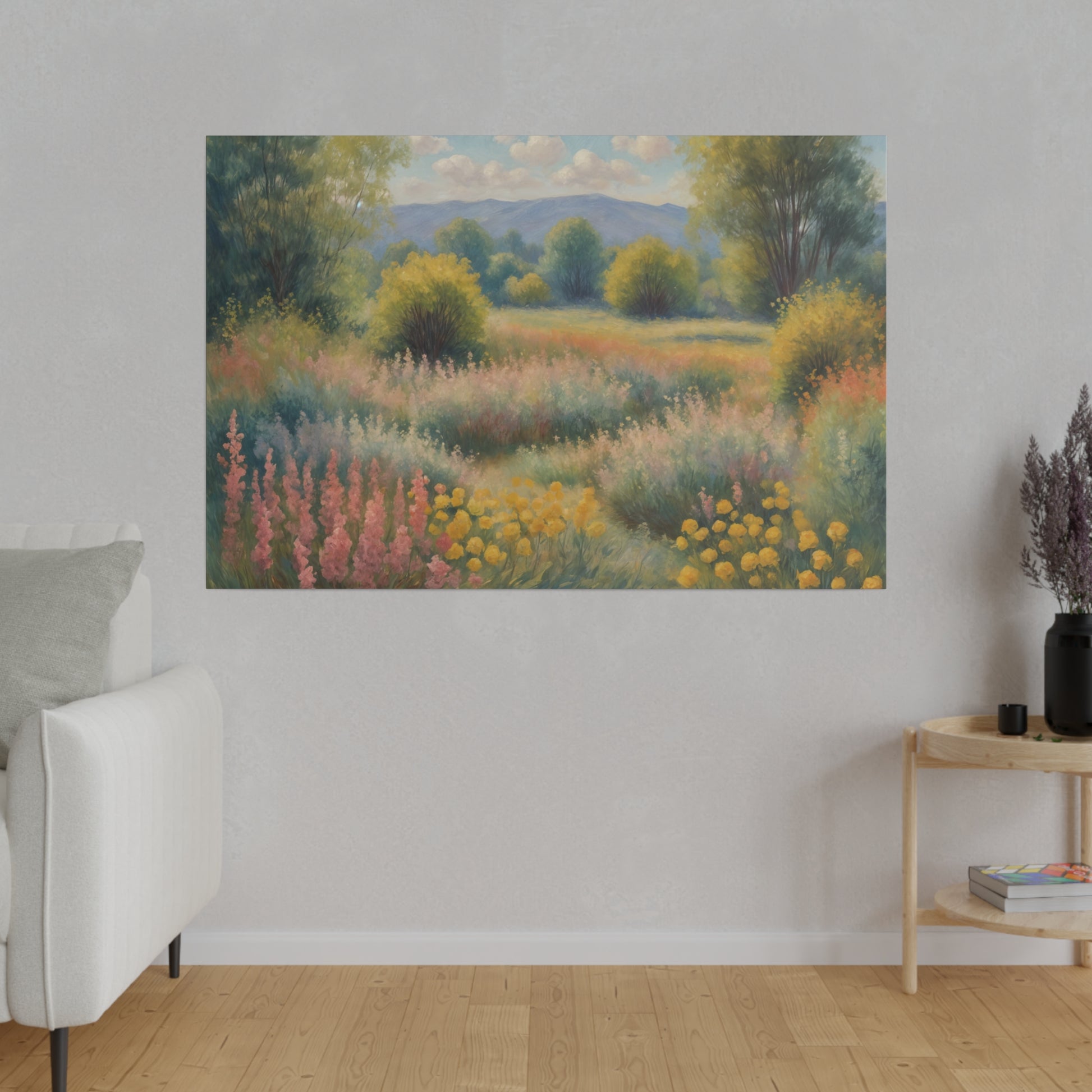 Impressionism Wildflower Field Matte Canvas Print