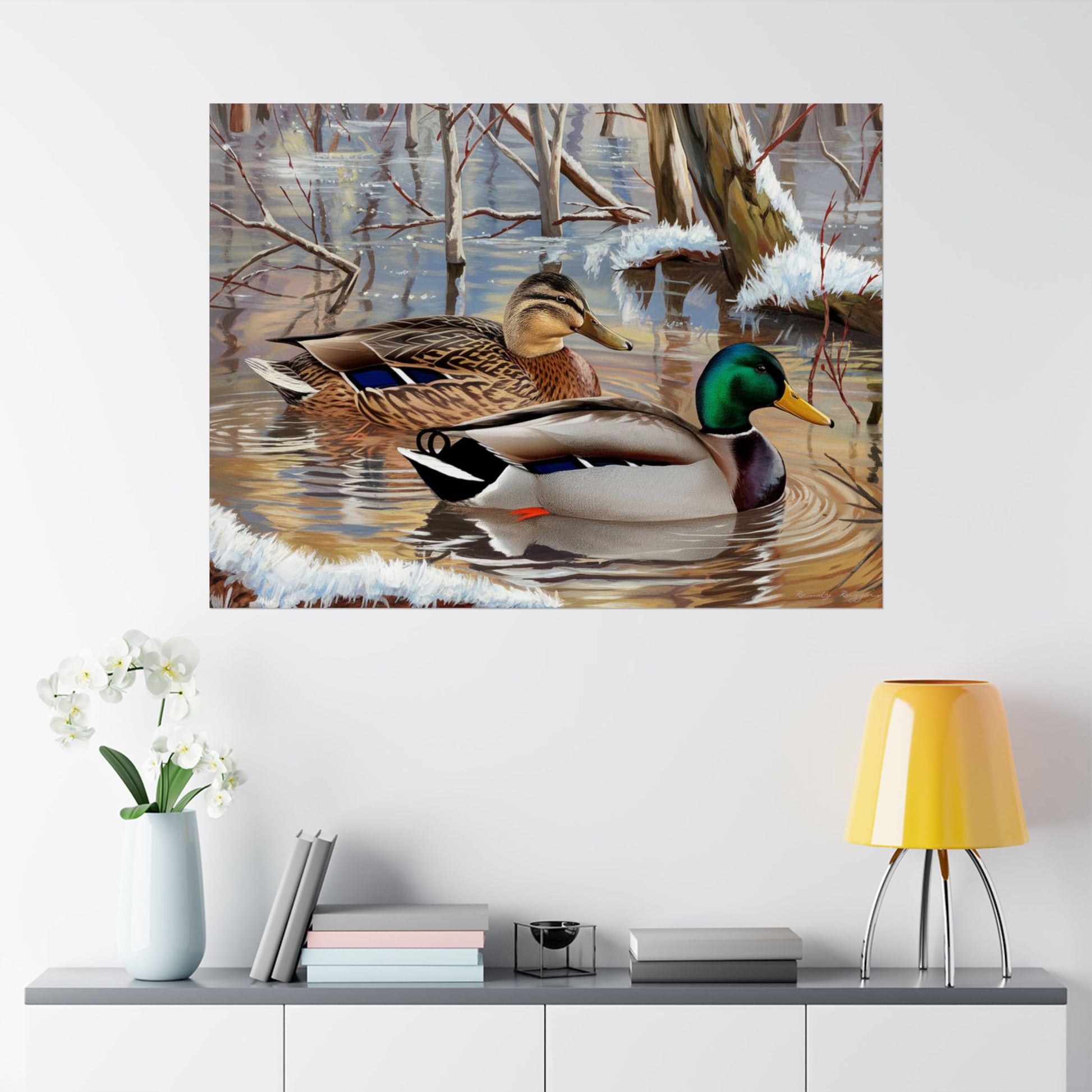 Mallard Ducks Icy Waters Print