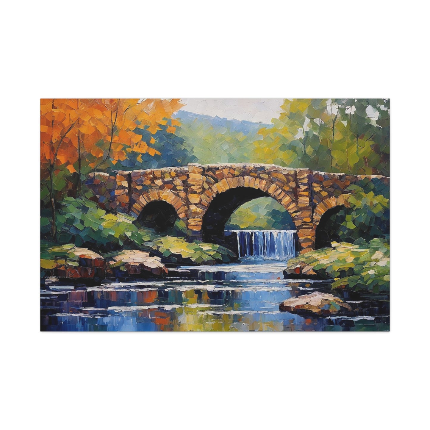 Impressionist Stone Bridge Canvas Print