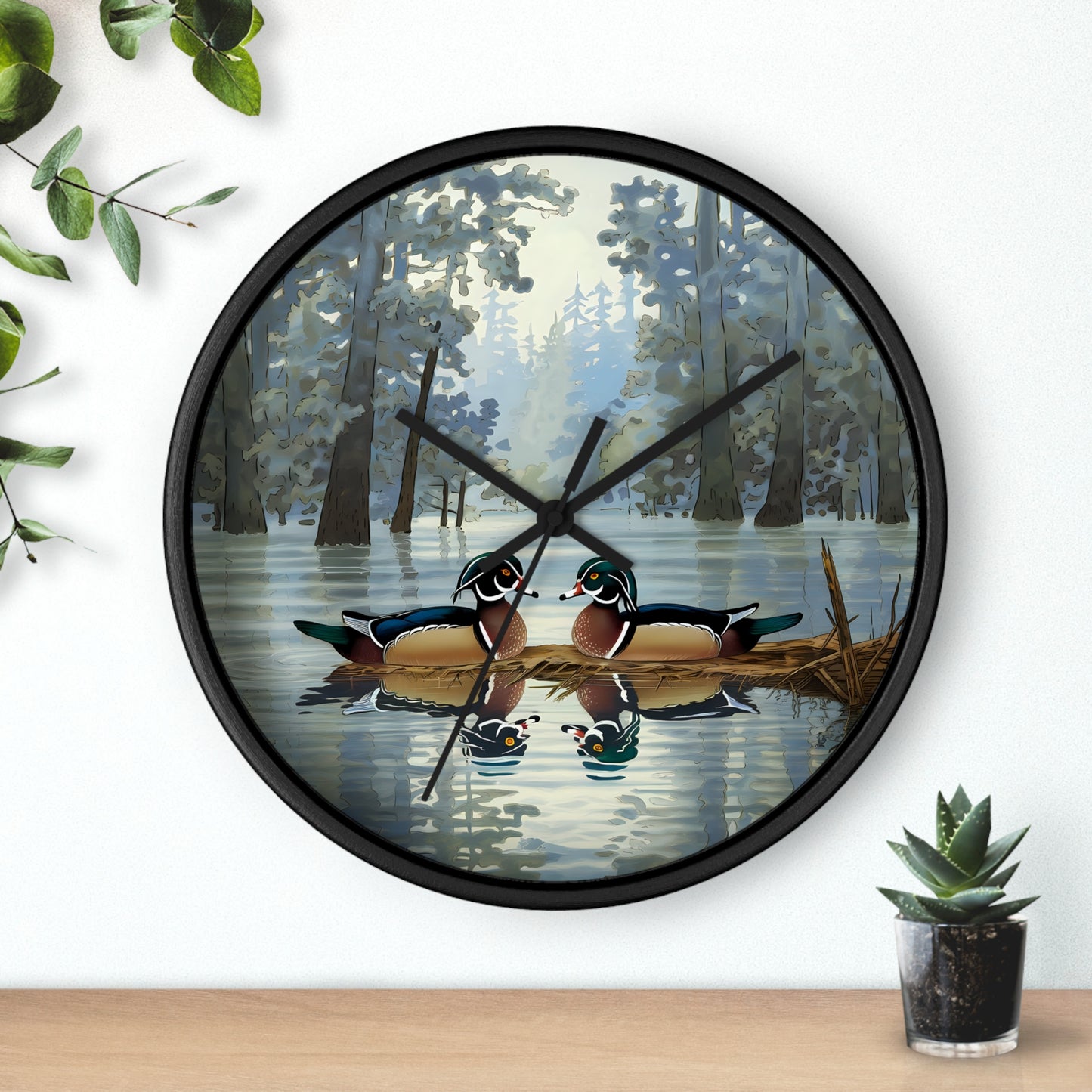 This collection of waterfowl art wall clocks brings the beauty of wetlands into your space, each clock featuring a meticulously crafted scene of waterfowl in natural settings.