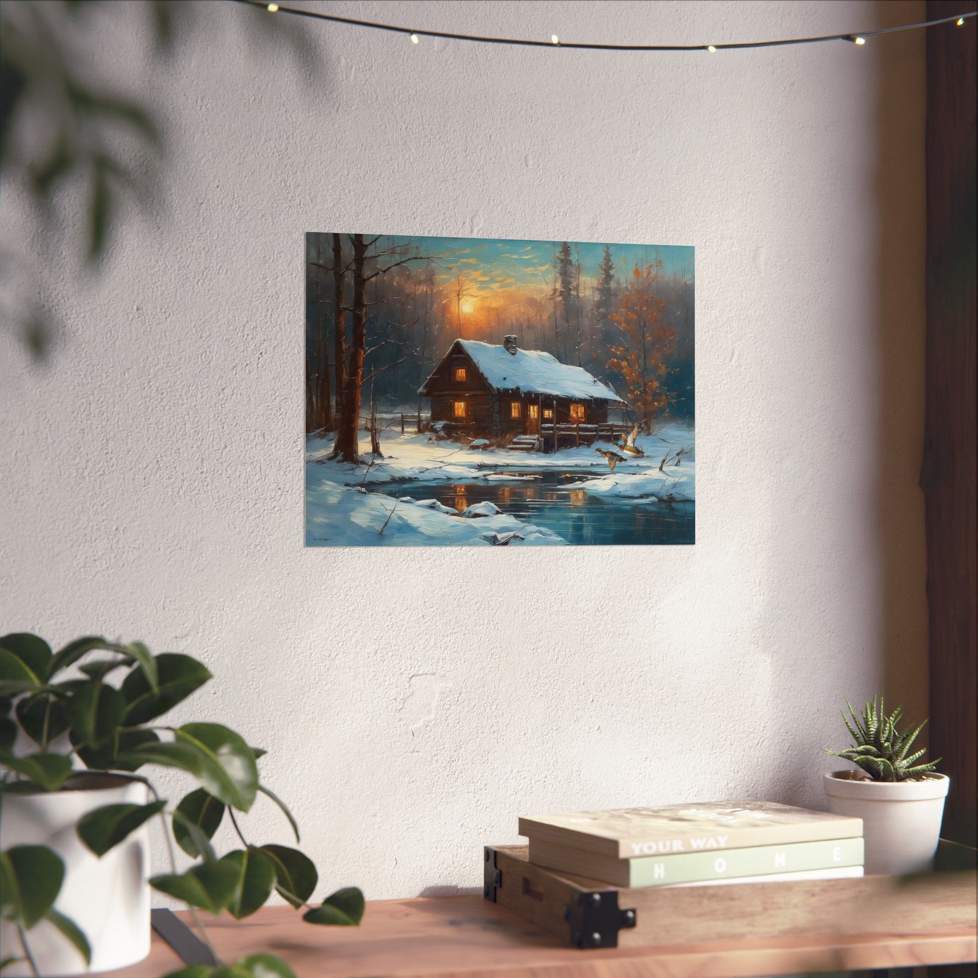 Roosting Wood Duck Snow-Covered Landscape Print