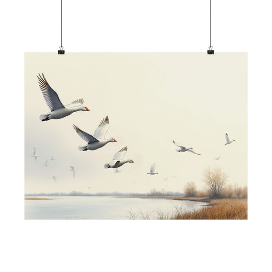 Hazy Skies, Snow Geese Soar Print