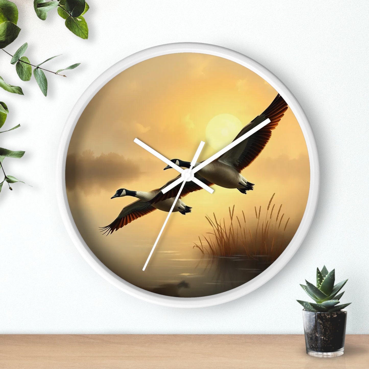 This collection of waterfowl art wall clocks brings the beauty of wetlands into your space, each clock featuring a meticulously crafted scene of waterfowl in natural settings.