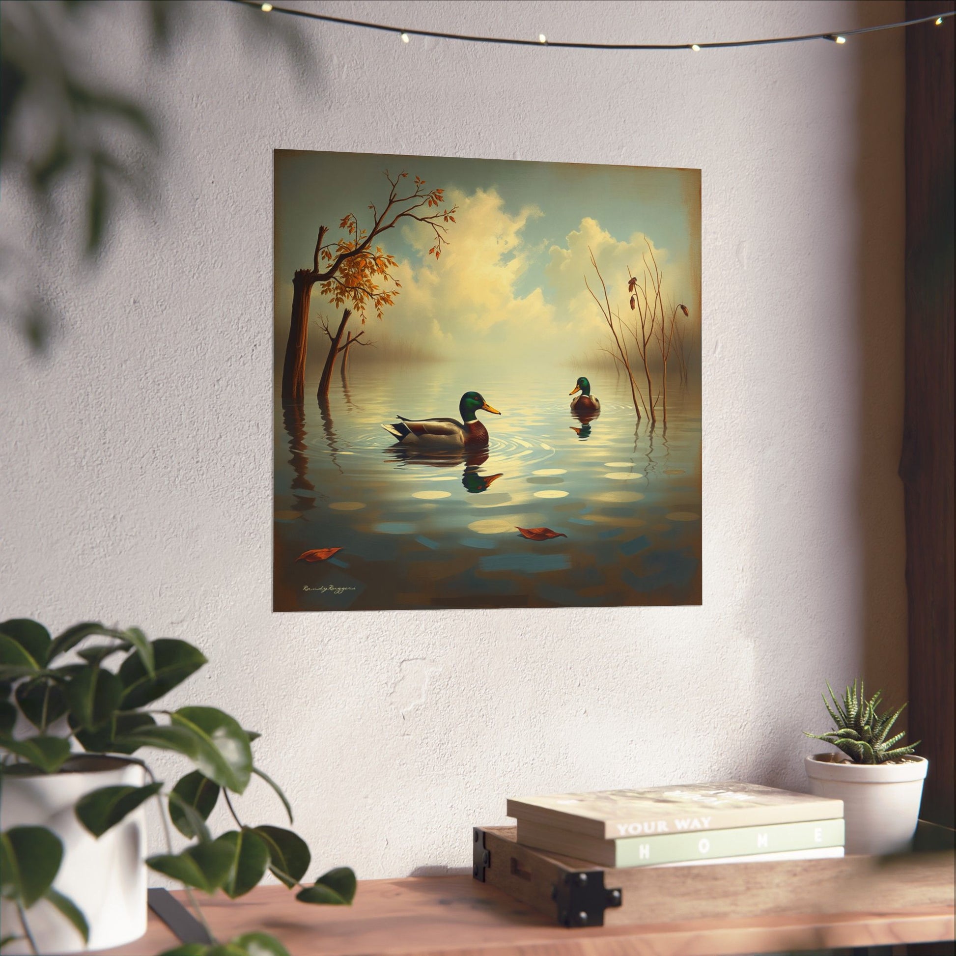 Mallards in flooded waters Print