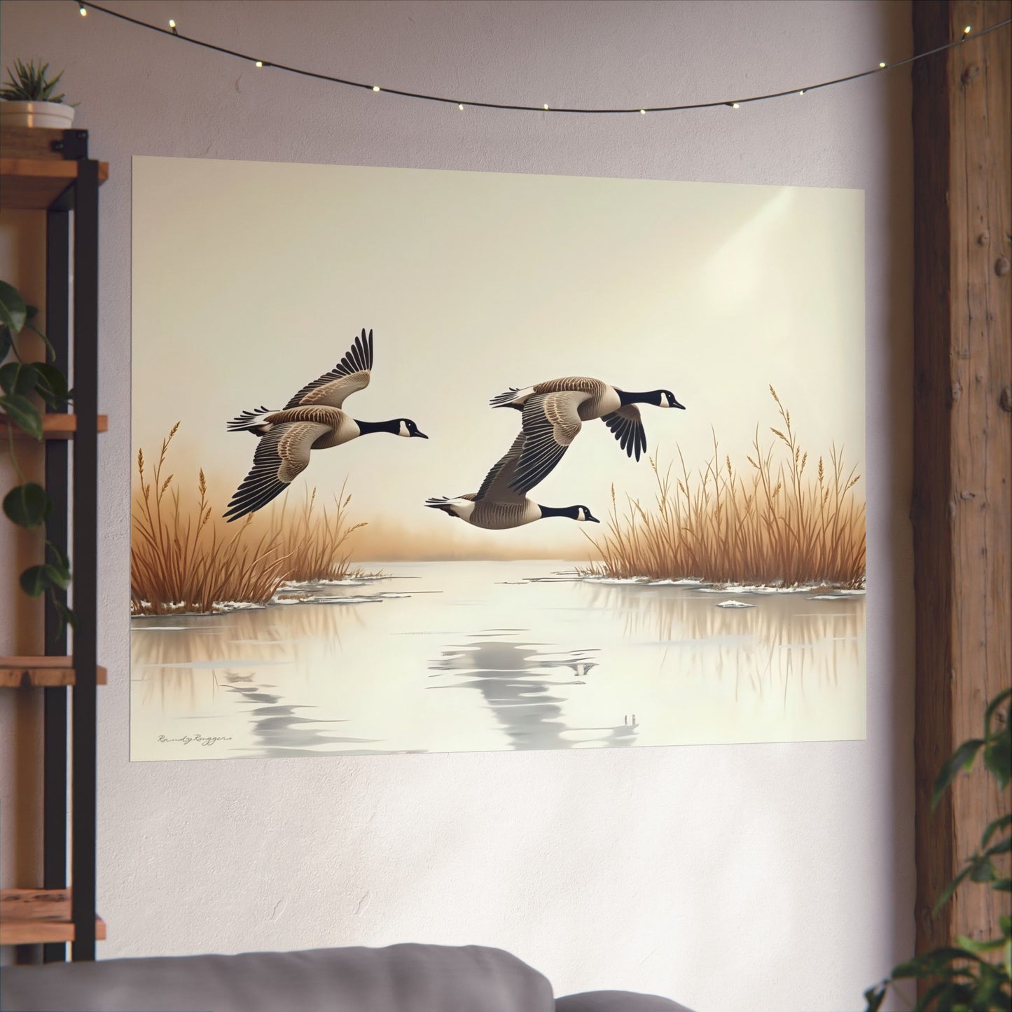 Hazy Skies, Canadian Geese Soar Print