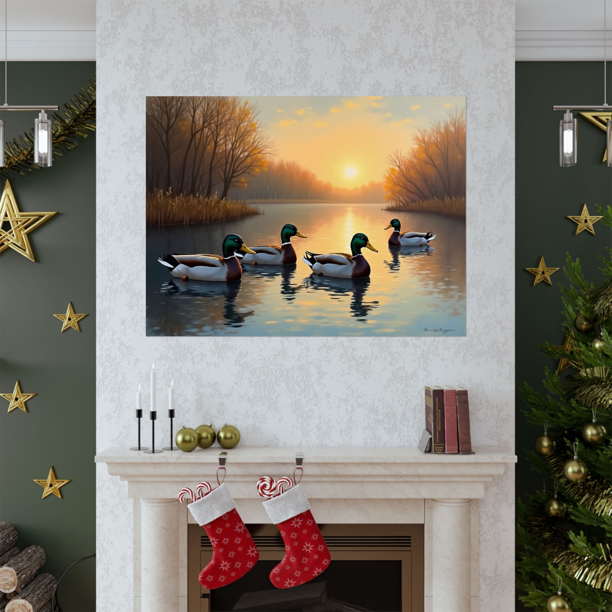 Mallards arriving before the sun goes down print