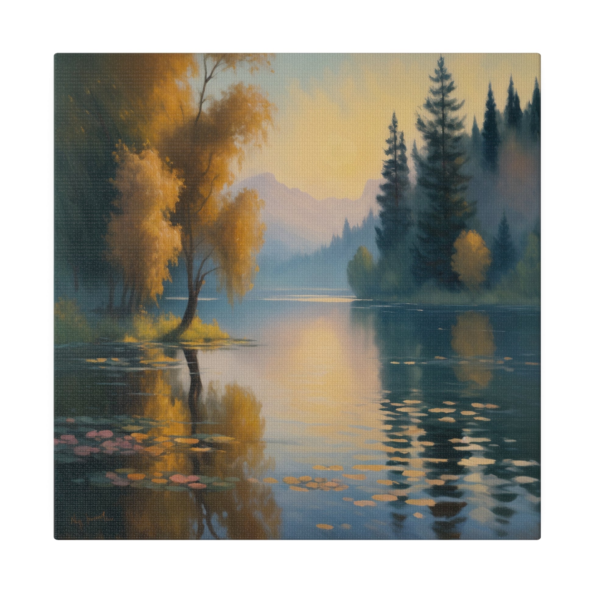 Serene Morning on a Tranquil Lake Print