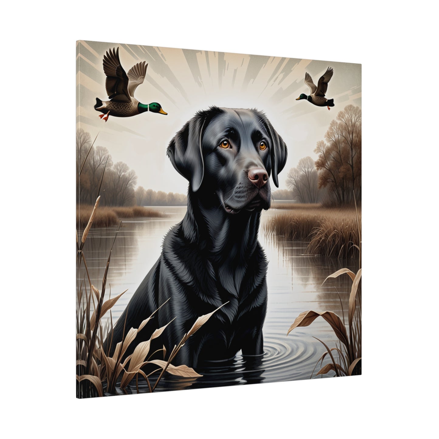 Matte Canvas Black Labrador Retriever Print