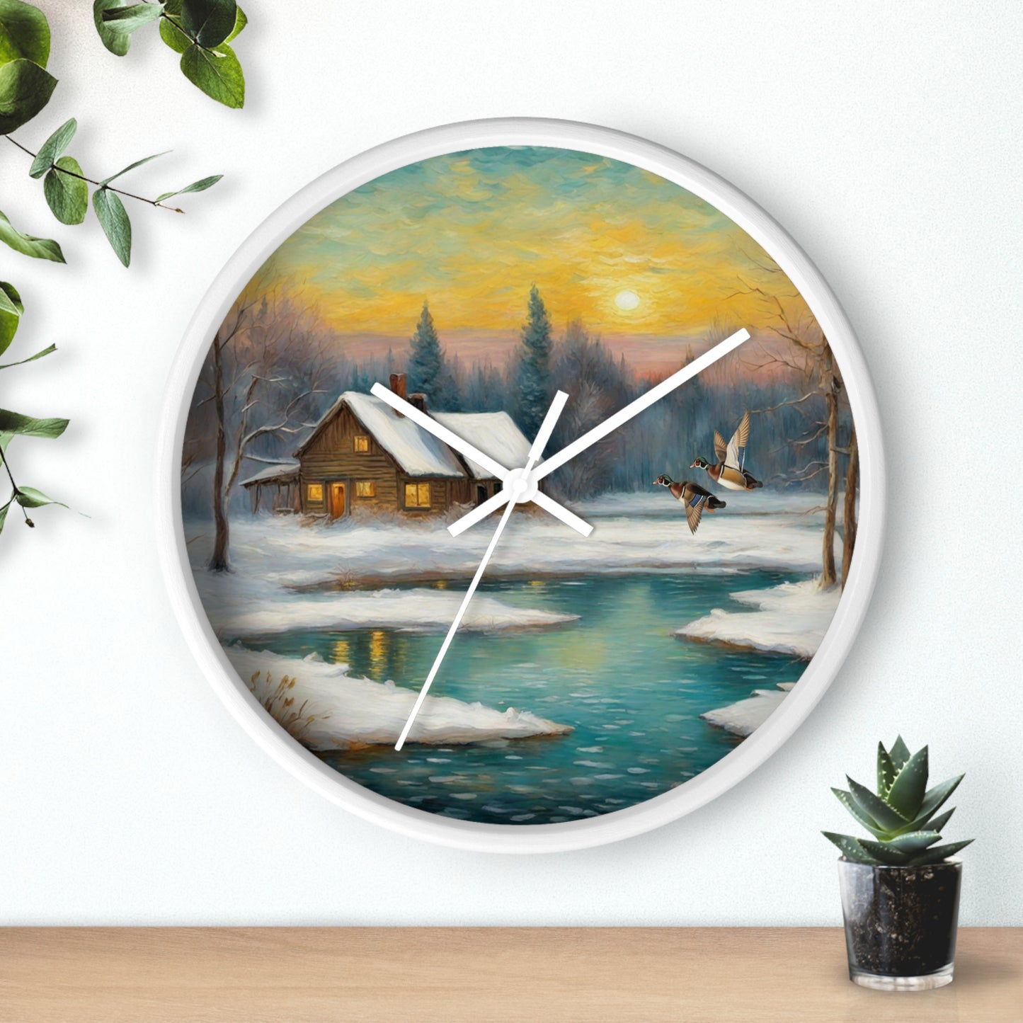 This collection of waterfowl art wall clocks brings the beauty of wetlands into your space, each clock featuring a meticulously crafted scene of waterfowl in natural settings.