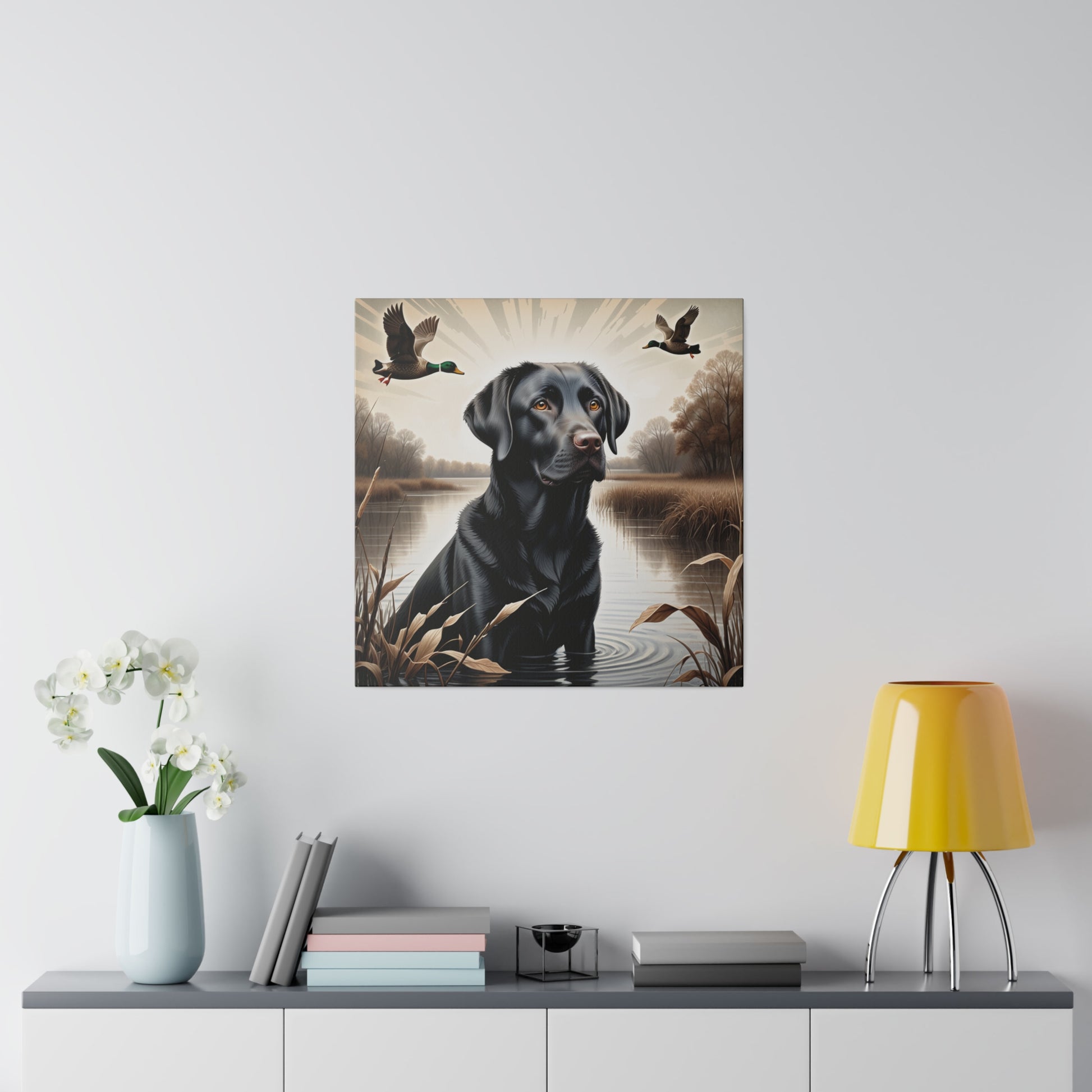 Matte Canvas Black Labrador Retriever Print