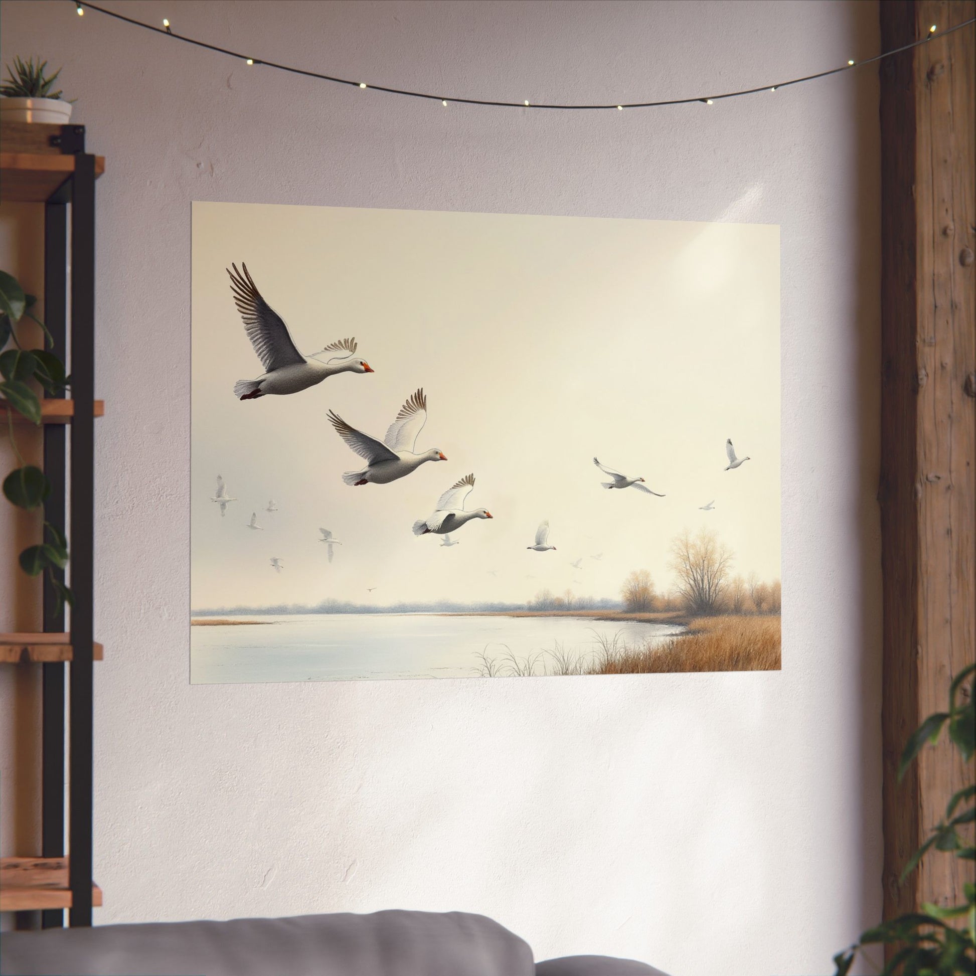 Hazy Skies, Snow Geese Soar Print