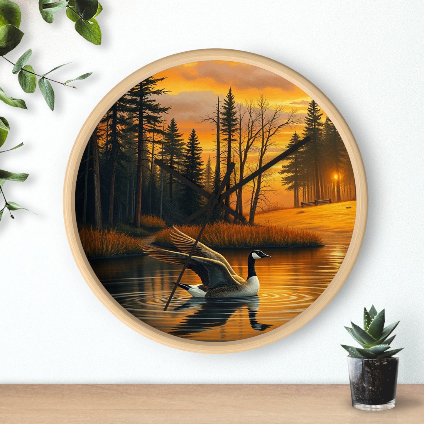 This collection of waterfowl art wall clocks brings the beauty of wetlands into your space, each clock featuring a meticulously crafted scene of waterfowl in natural settings.