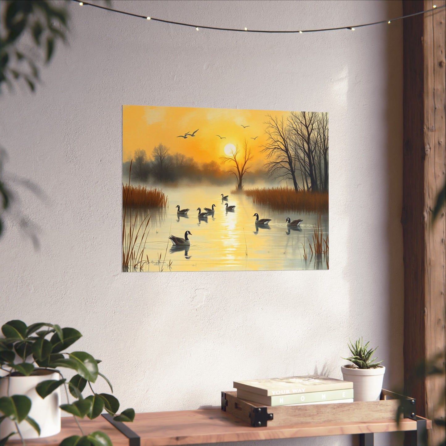 Foggy Morning Glide Canadian Geese Print