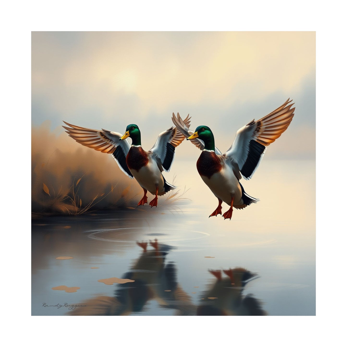 Landing in Solitude Mallard Duck Print