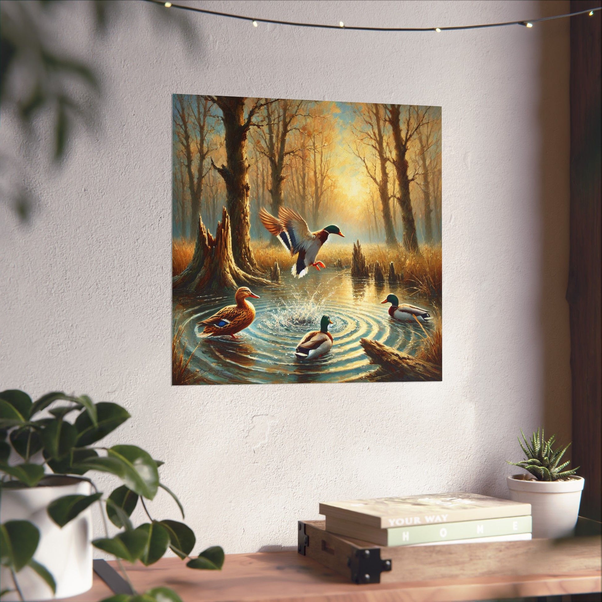 Mallard Duck Take Off at Sunrise Print