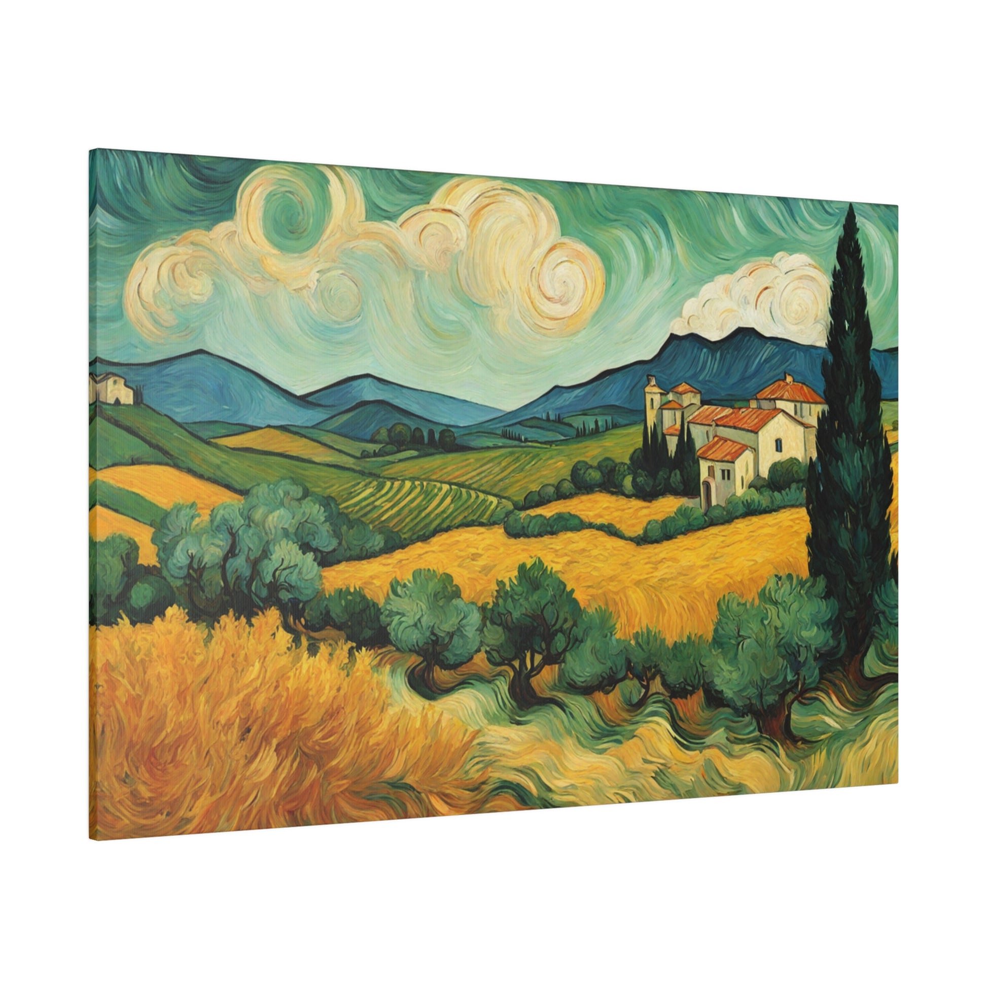 Indulge in nostalgia with this stunning Van Gogh Style Umbria Italy landscape impressionism print. 