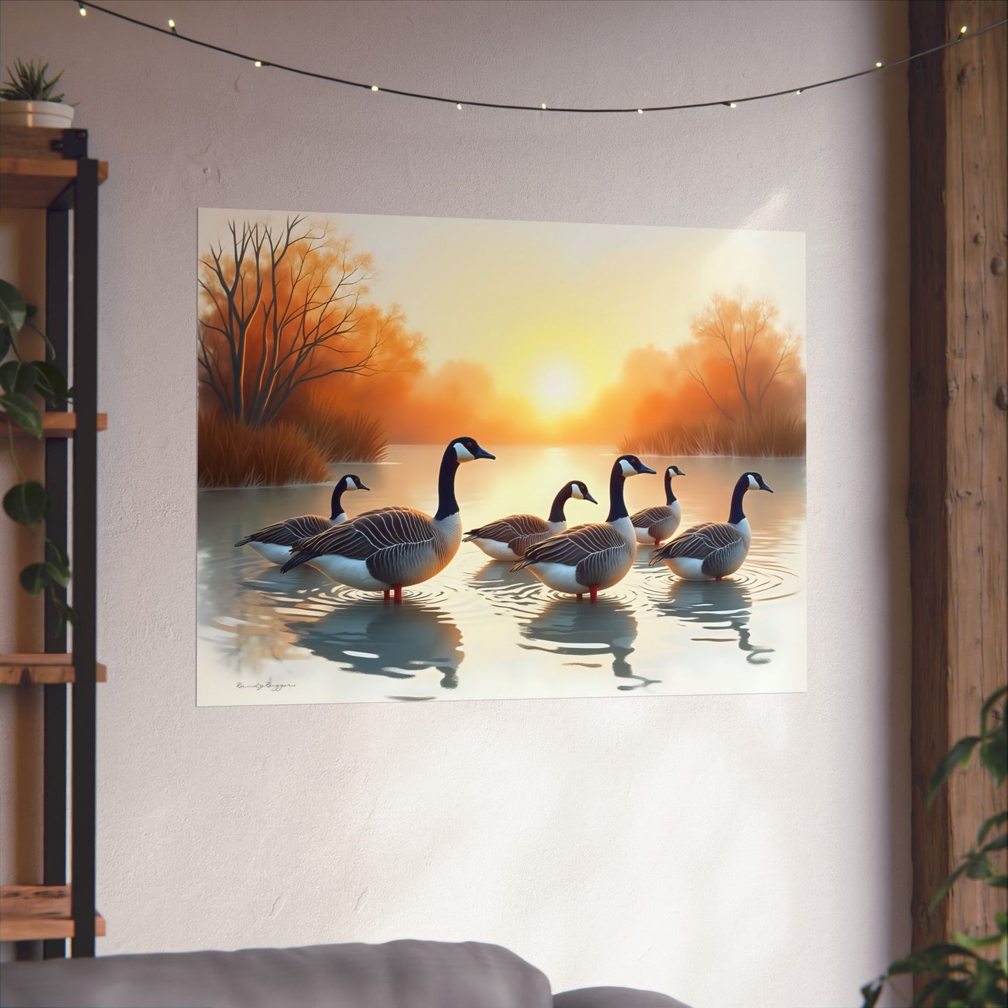 Golden Hour Gathering, Canadian Geese Print