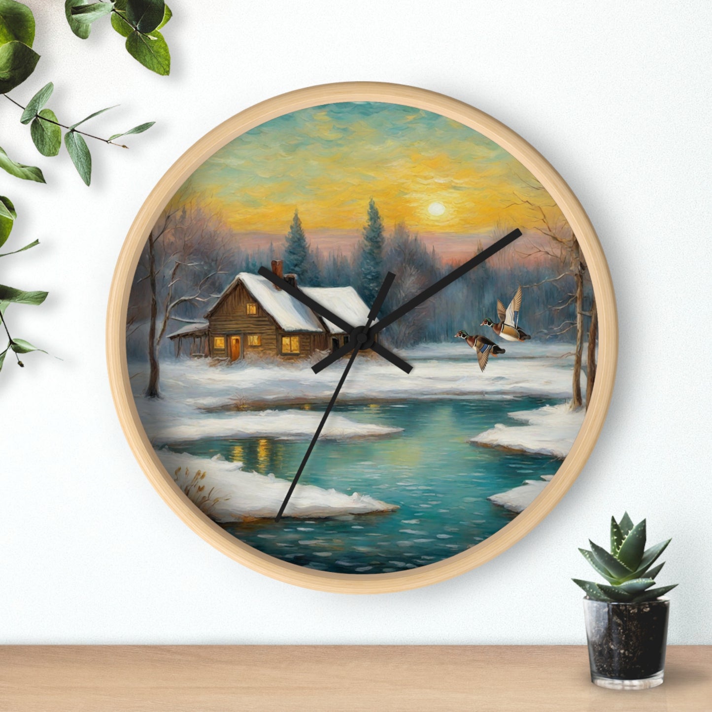 This collection of waterfowl art wall clocks brings the beauty of wetlands into your space, each clock featuring a meticulously crafted scene of waterfowl in natural settings.