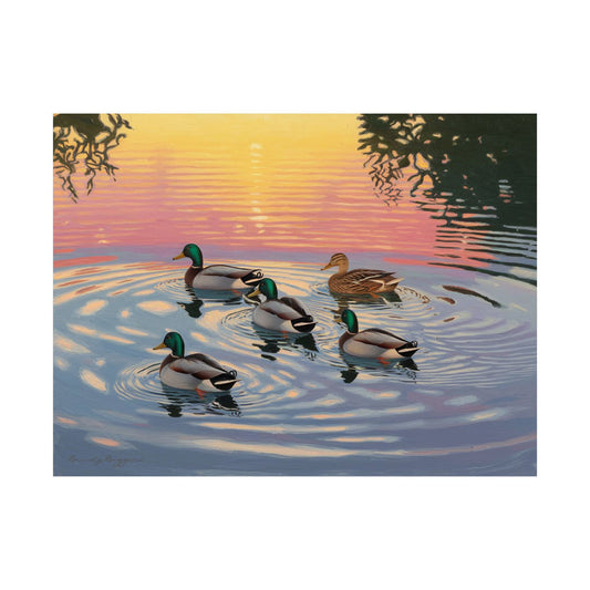 Duck Reflections Shimmer in the Pond Print