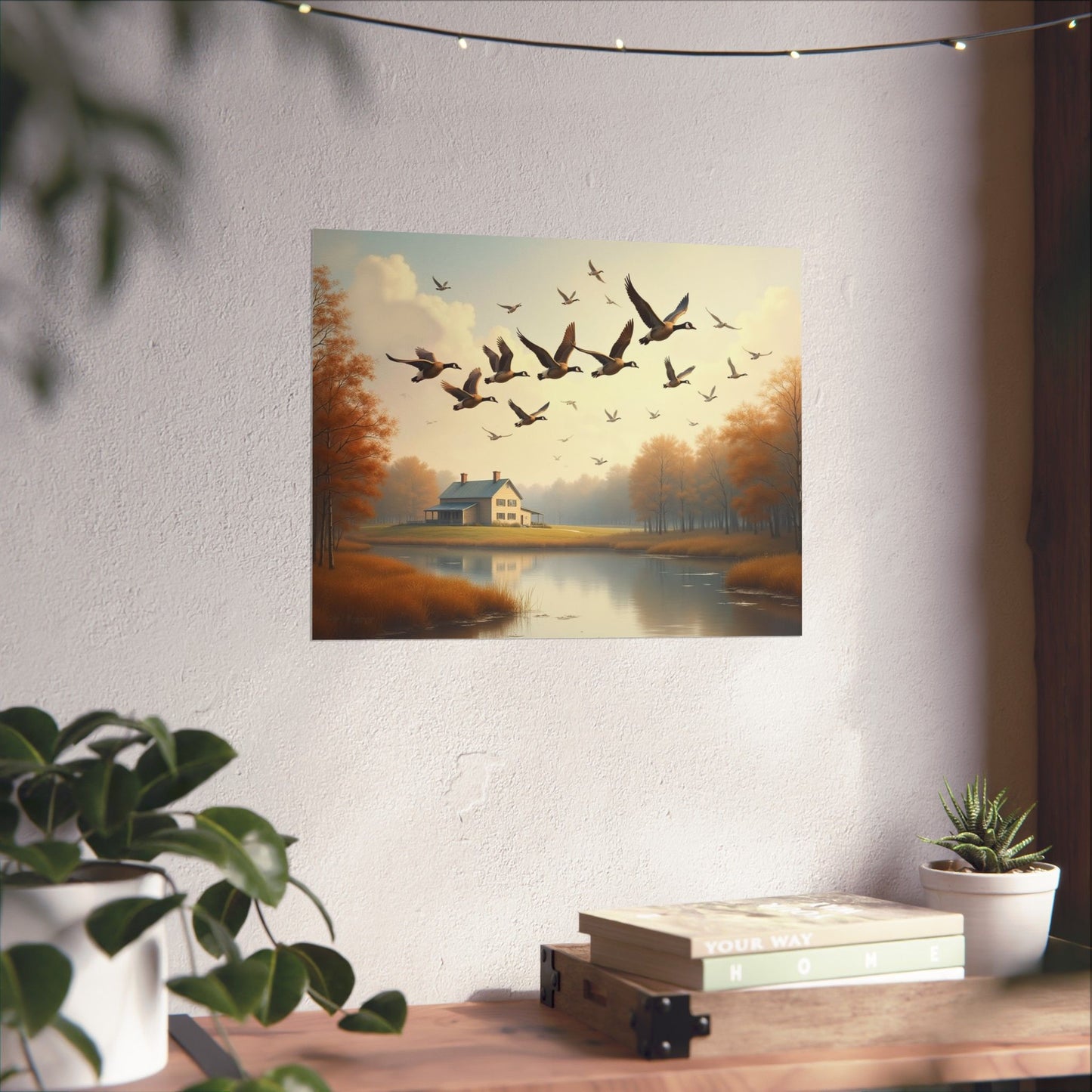 Misty Morning Canadian Geese Print