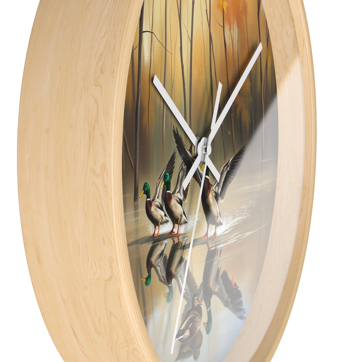 This collection of waterfowl art wall clocks brings the beauty of wetlands into your space, each clock featuring a meticulously crafted scene of waterfowl in natural settings.