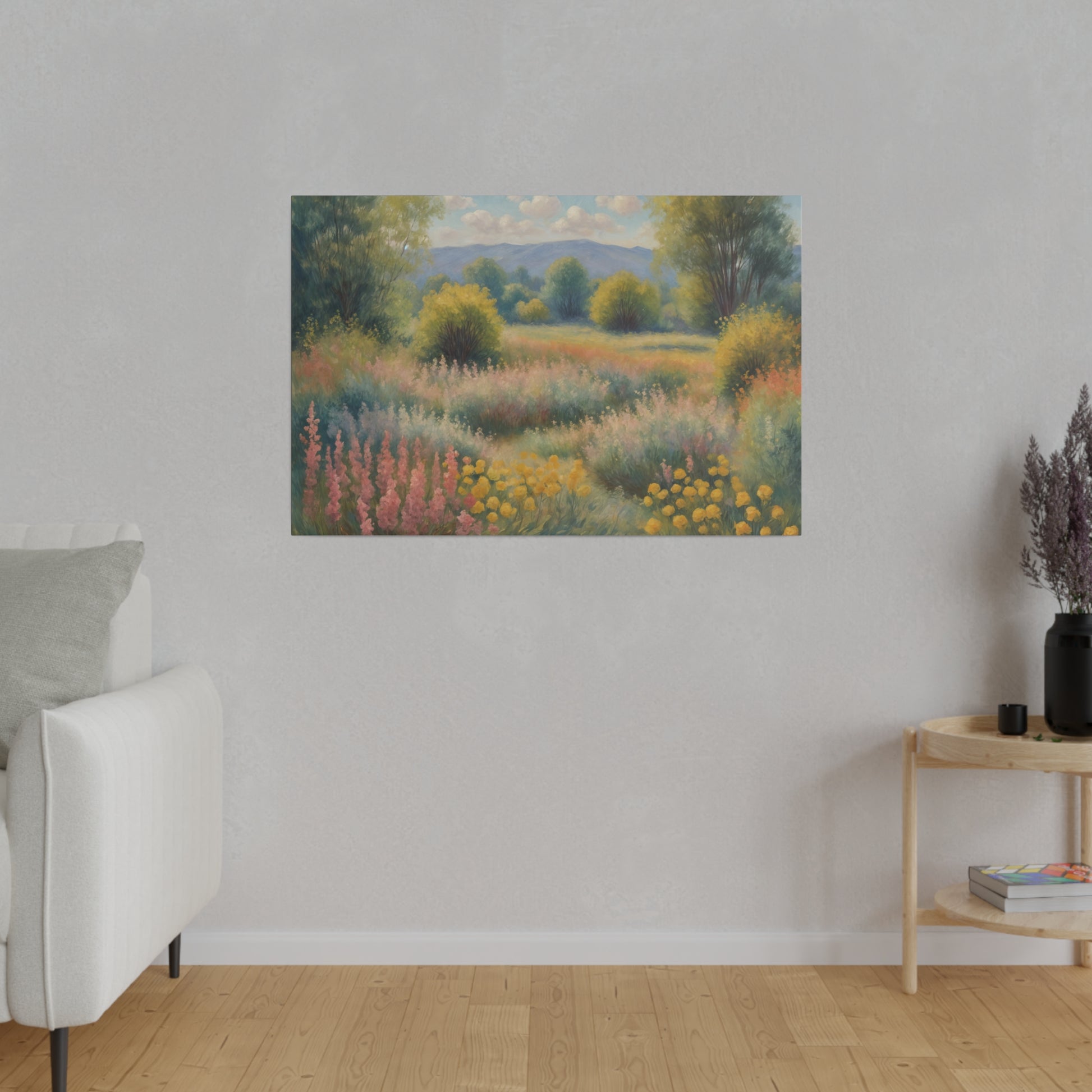 Impressionism Wildflower Field Matte Canvas Print