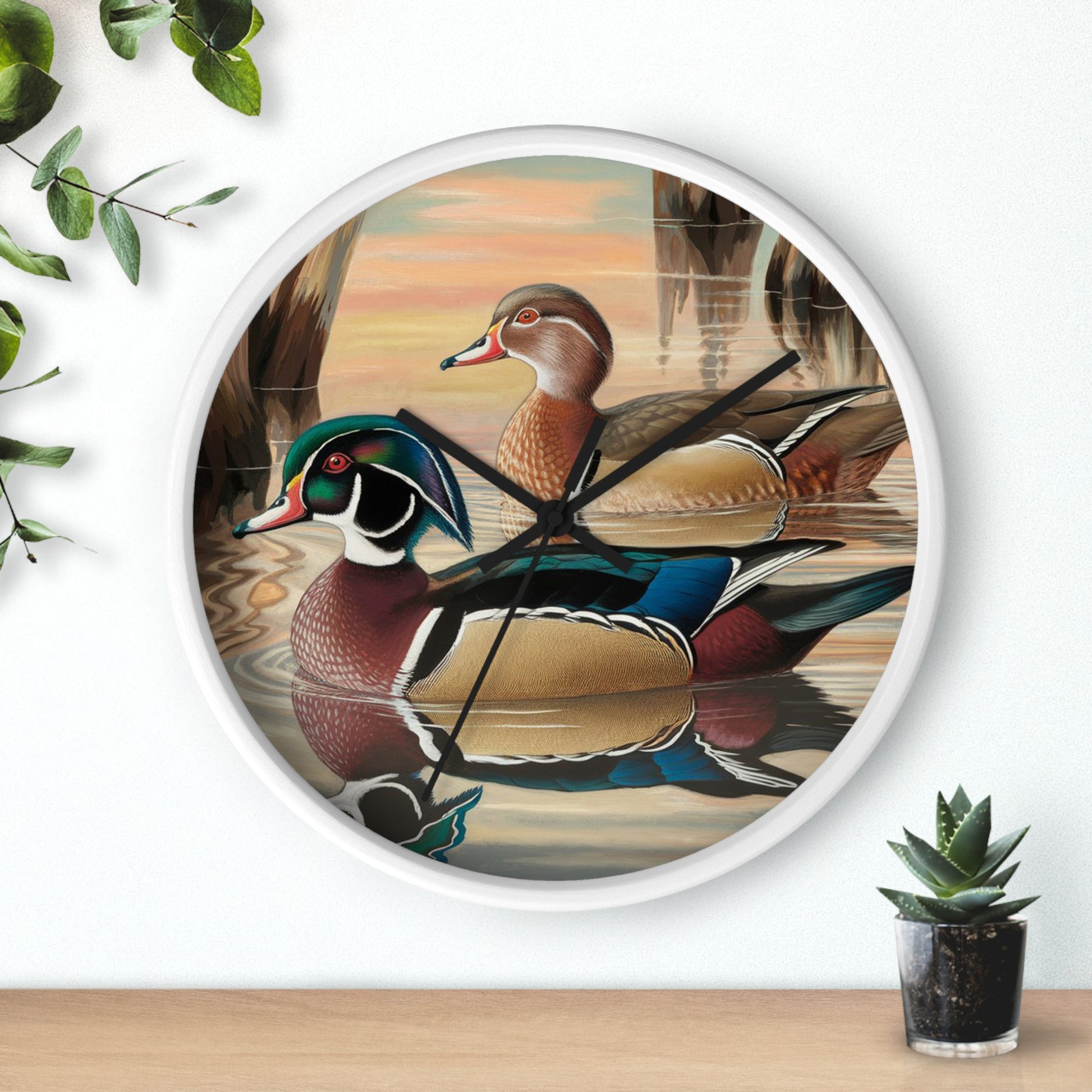 This collection of waterfowl art wall clocks brings the beauty of wetlands into your space, each clock featuring a meticulously crafted scene of waterfowl in natural settings.